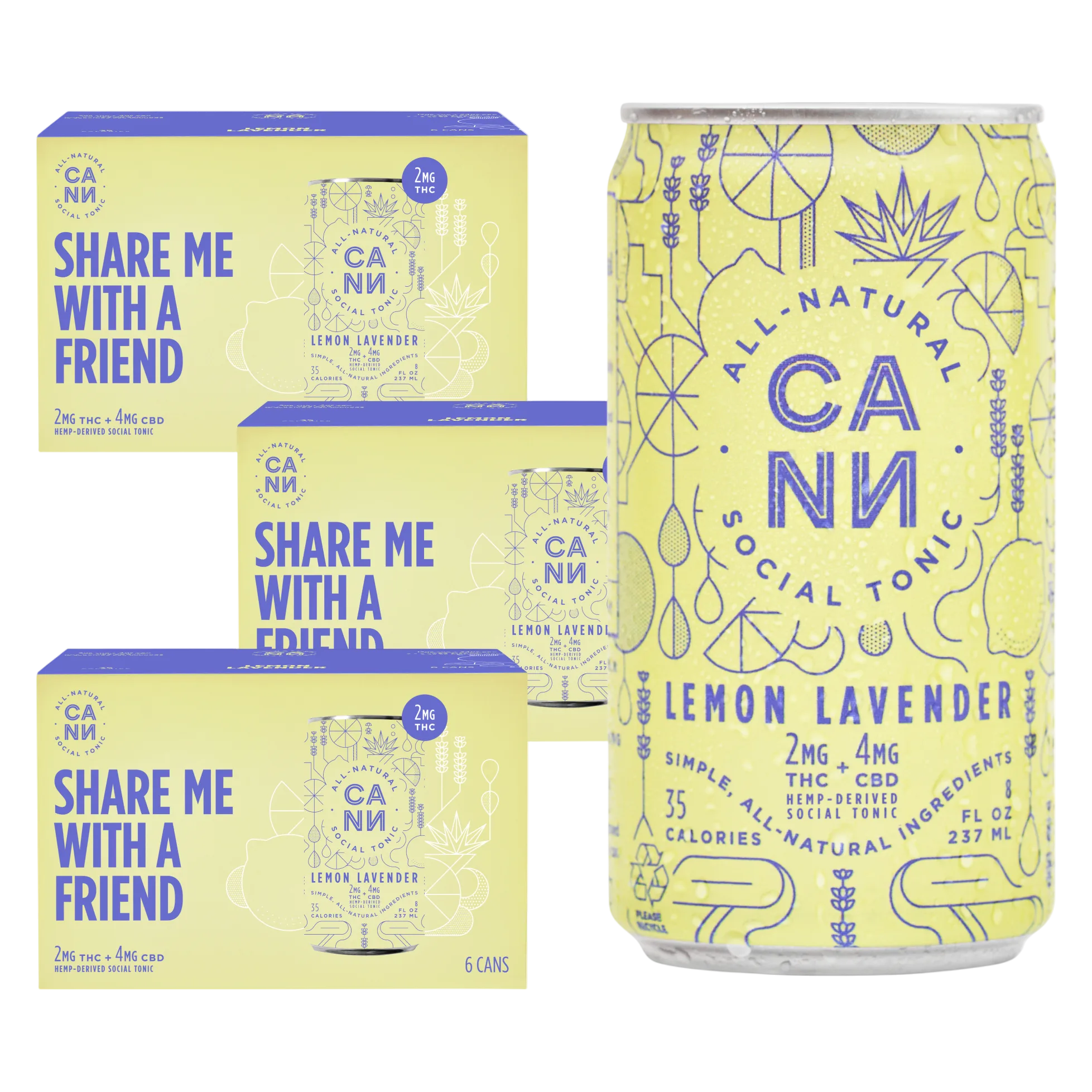 Cann Lemon Lavender 2mg THC 4mg CBD Seltzer 18pk 8oz Can