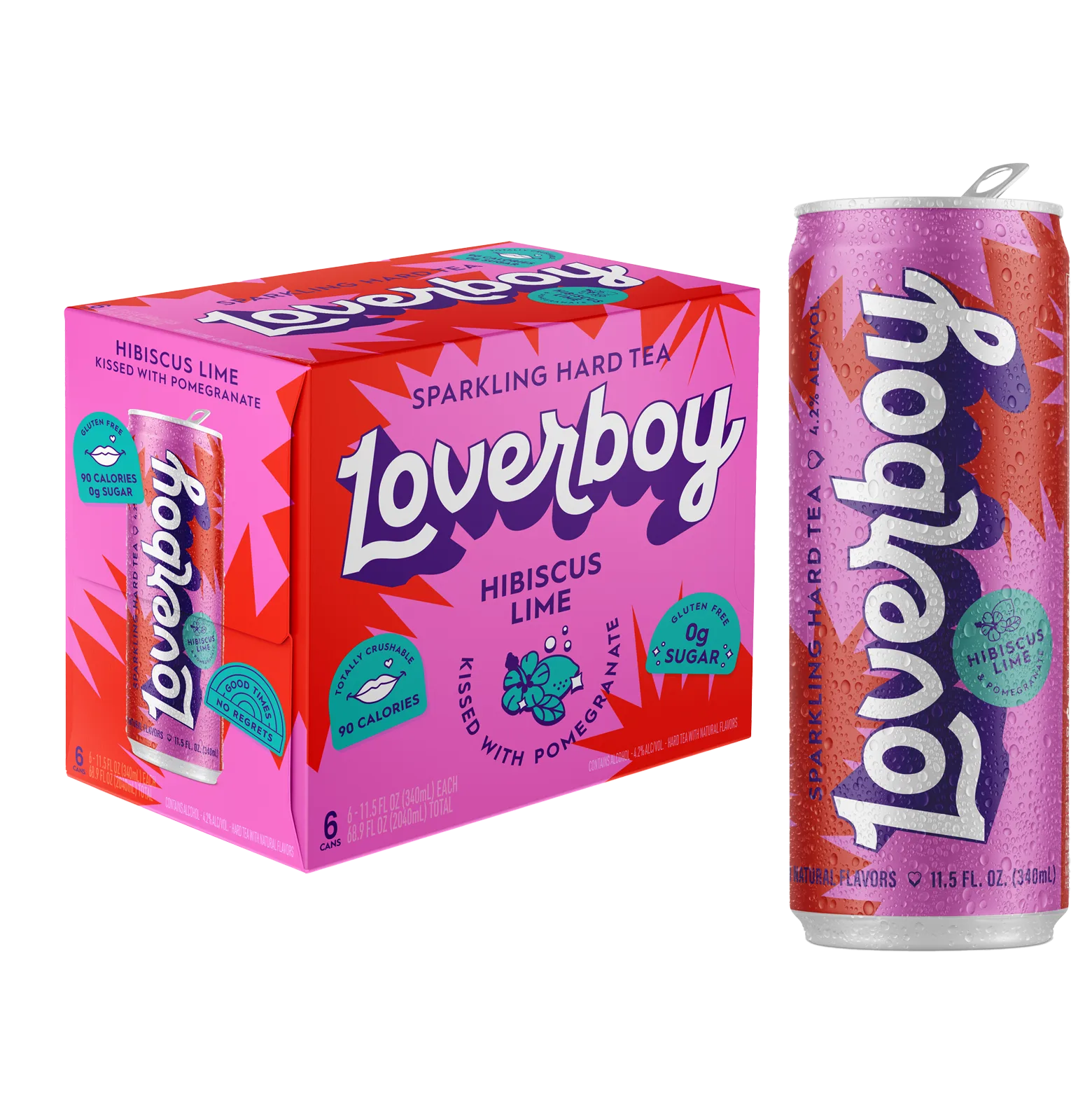 Loverboy Hibiscus Lime Sparkling Hard Tea 6pk 12oz Can 4.2% ABV