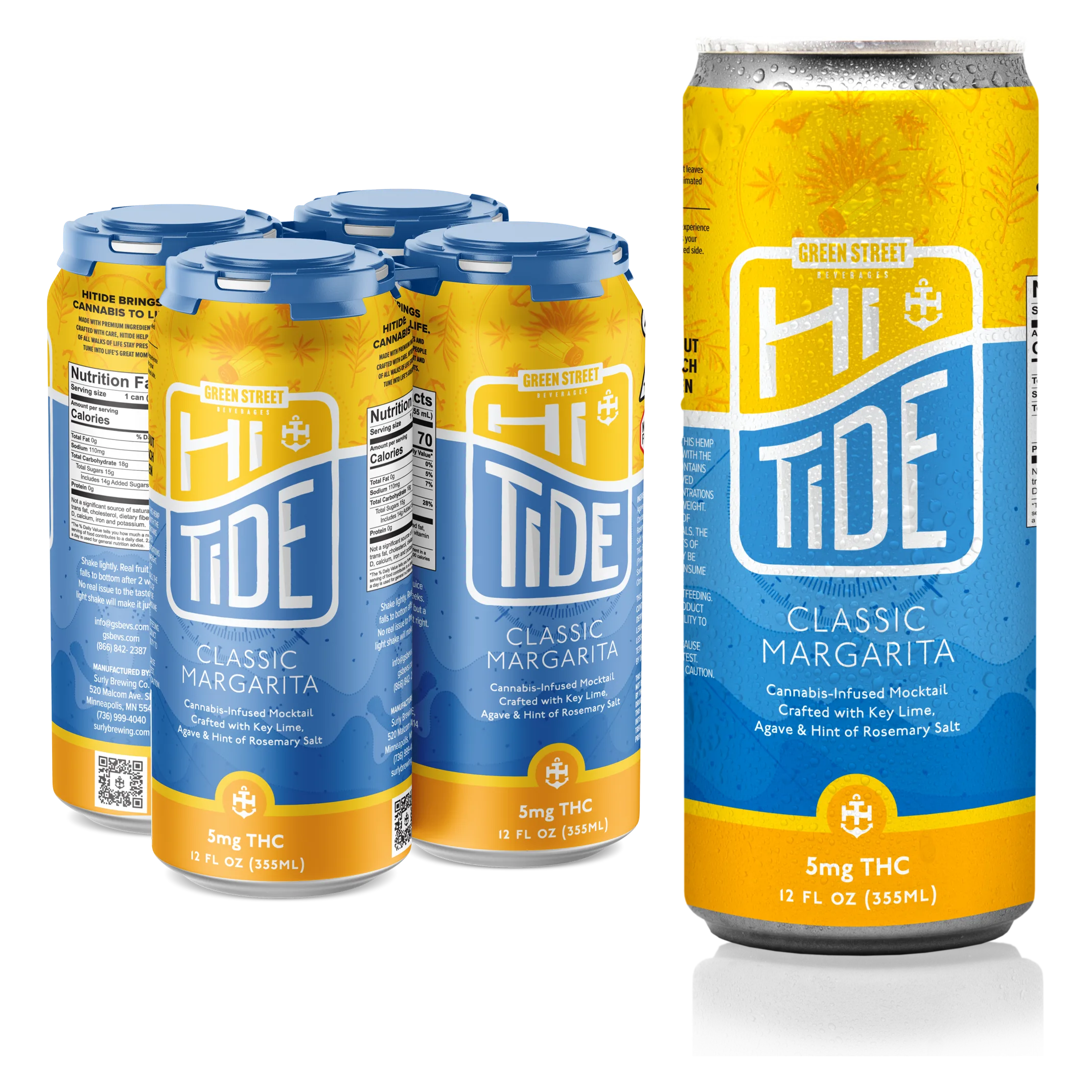 HiTide 5mg THC Classic Margarita 4pk Can
