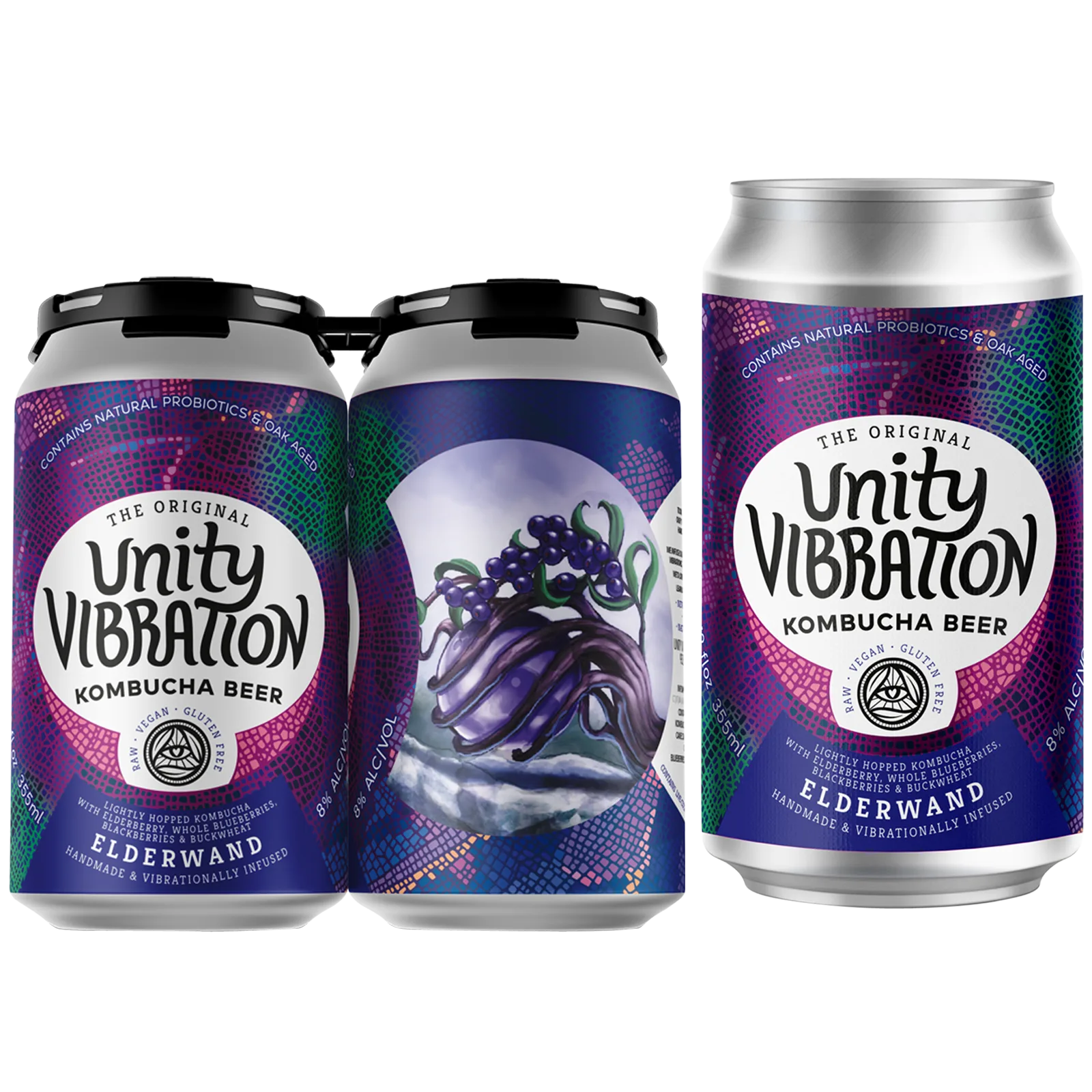 Unity Vibration Elderwand Kombucha Beer 4pk 12oz Can