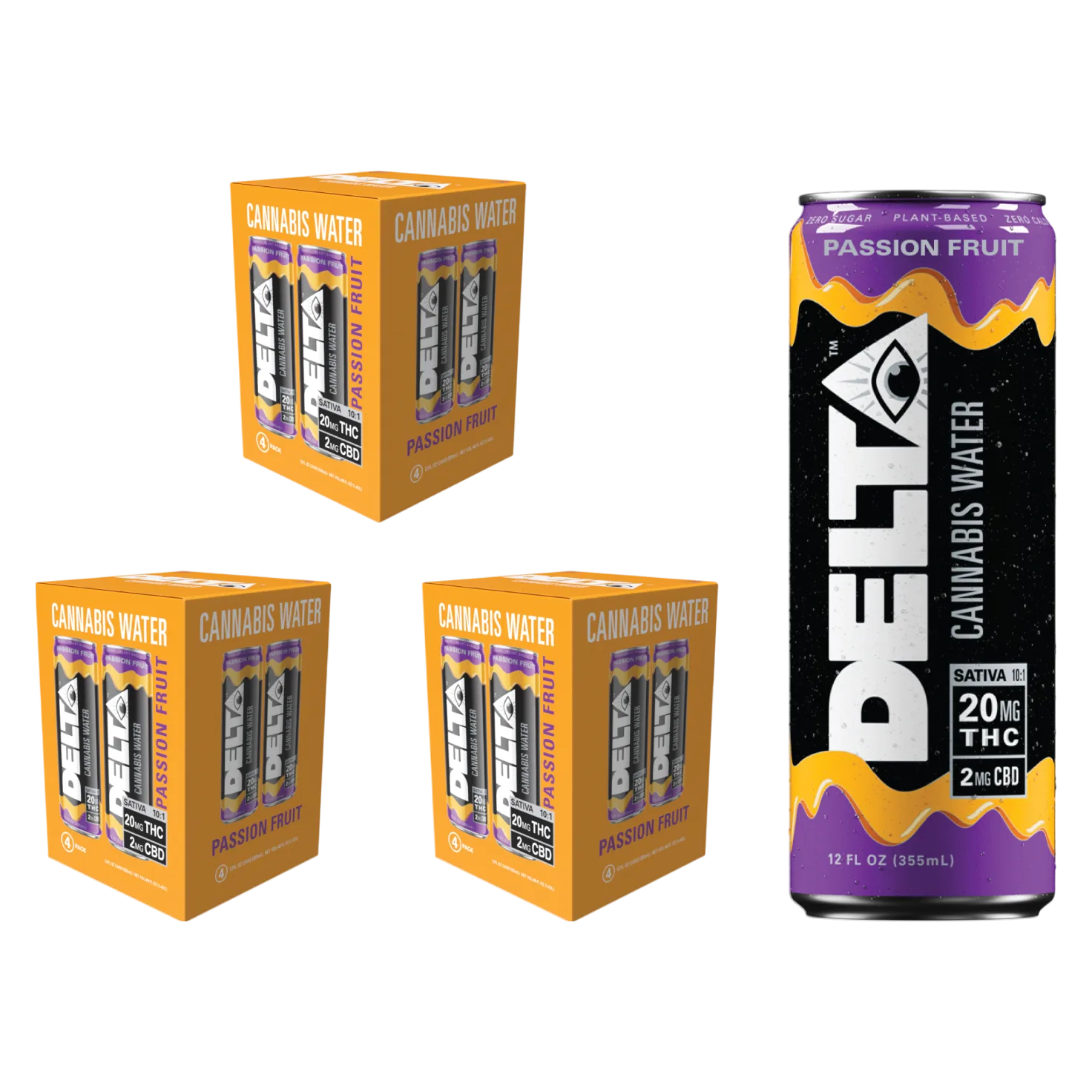 Delta 20mg THC Passion Fruit Cannabis Water 12pk Can