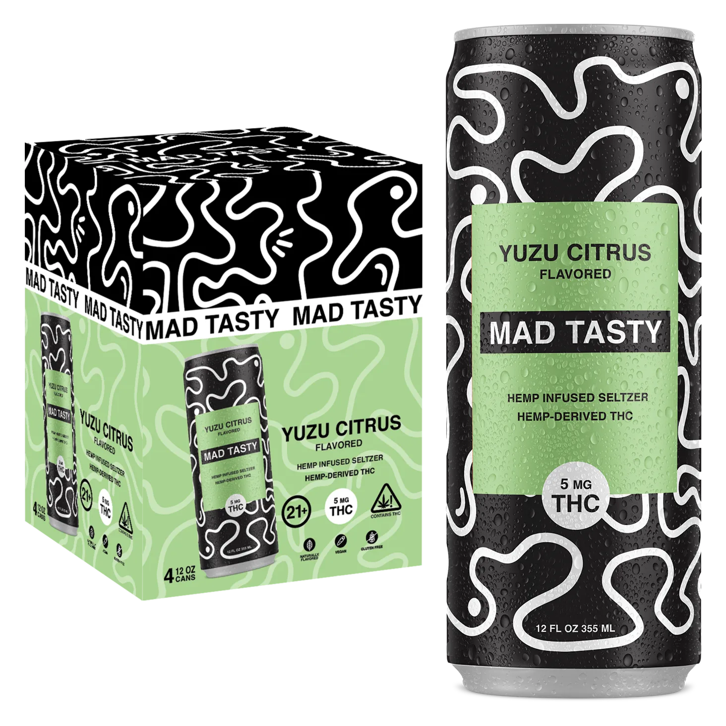 Mad Tasty 5mg THC Yuzu Citrus Seltzer 4pk Cans
