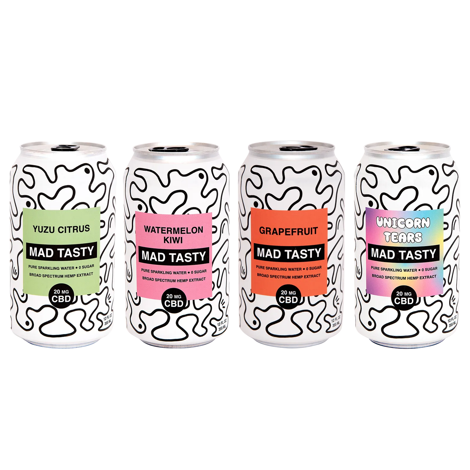 Mad Tasty CBD Sparkling Water 4pk Mix Pack