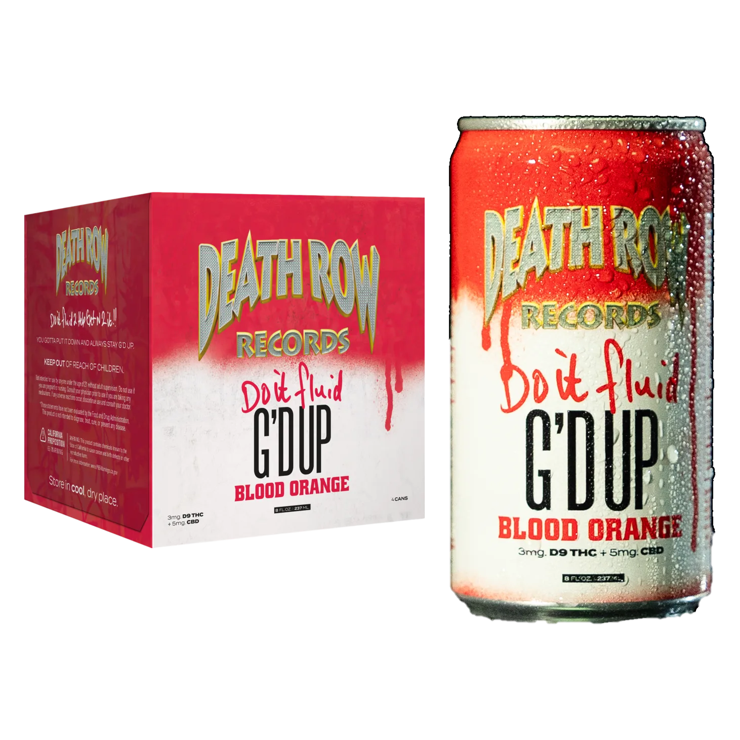 Death Row Records Do it Fluid Blood Orange 3mg THC + 5mg CBD Drink 4pk 8oz Can