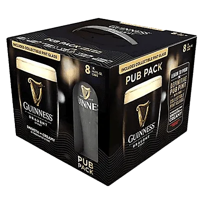 Guinness Brewing Draught Pub Pack with Pint Glass 8pk 14.9oz Can