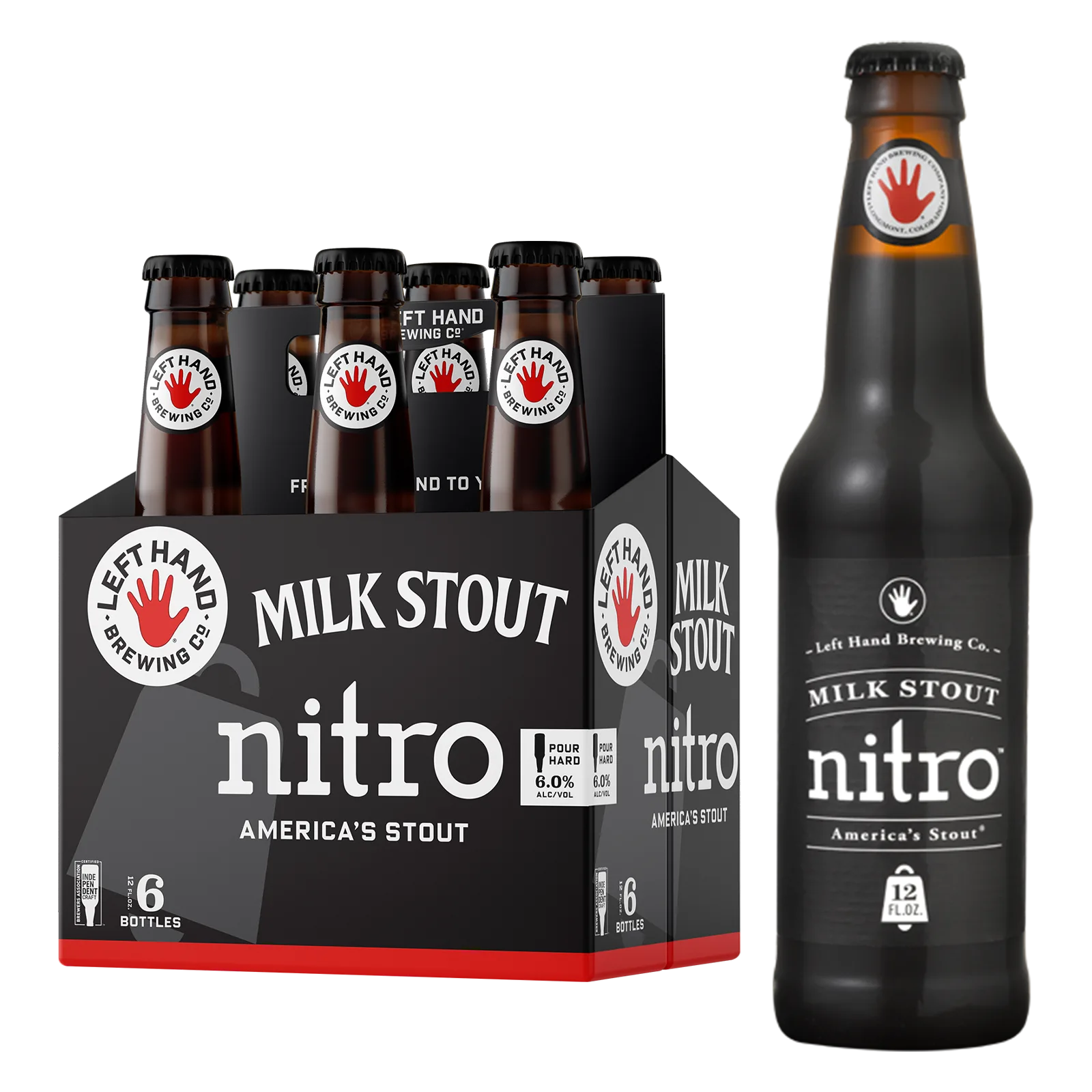 Left Hand Brewing Milk Stout Nitro 6pk Btl 6.0% ABV
