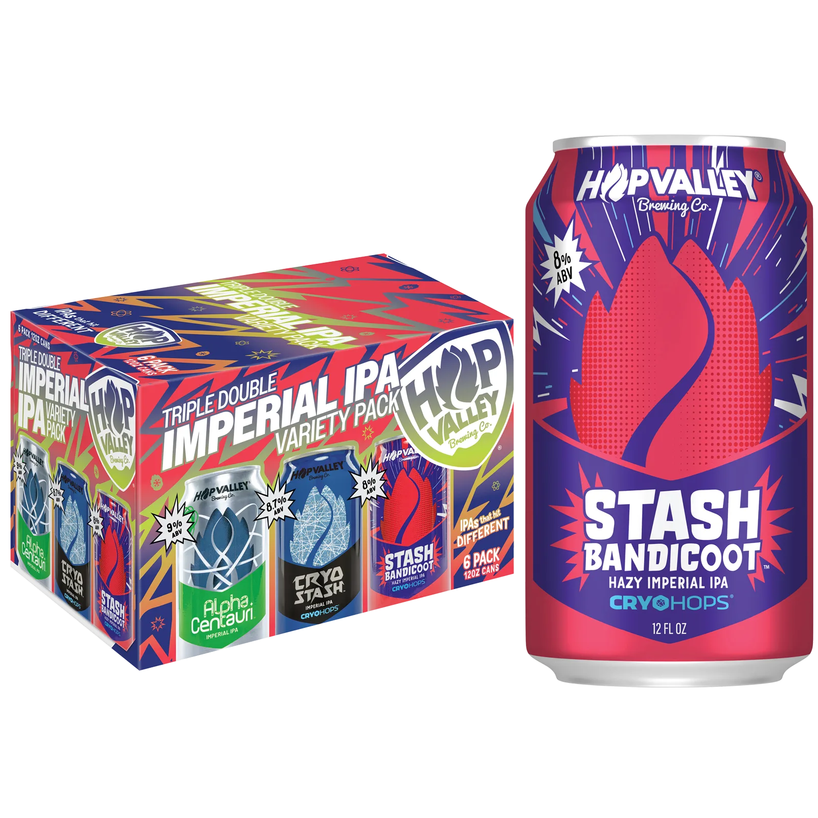Hop Valley Triple Double Imperial IPA Variety Pack 6pk Can 9% ABV