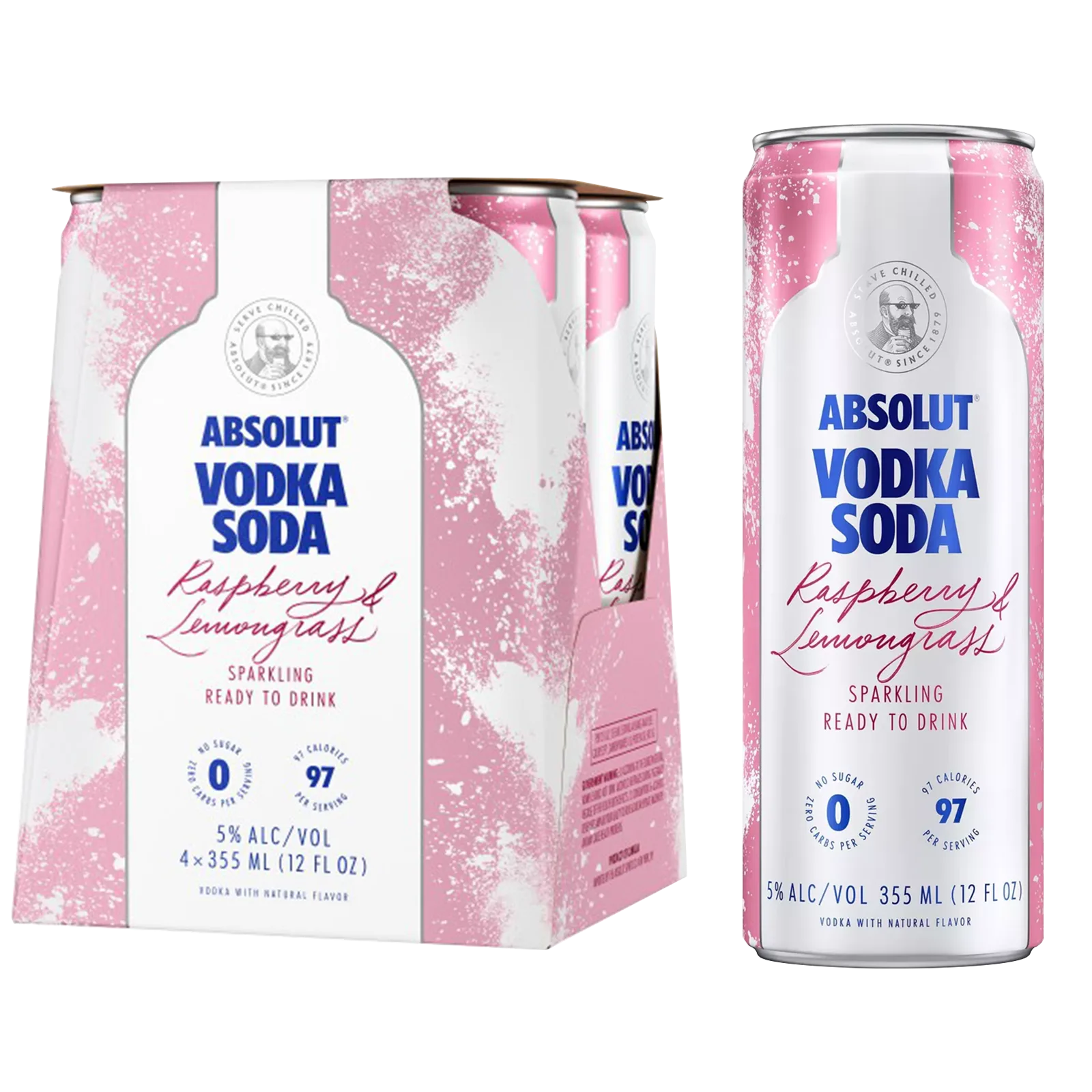 Absolut Raspberry Lemongrass Vodka Soda 4pk can 5.0% ABV