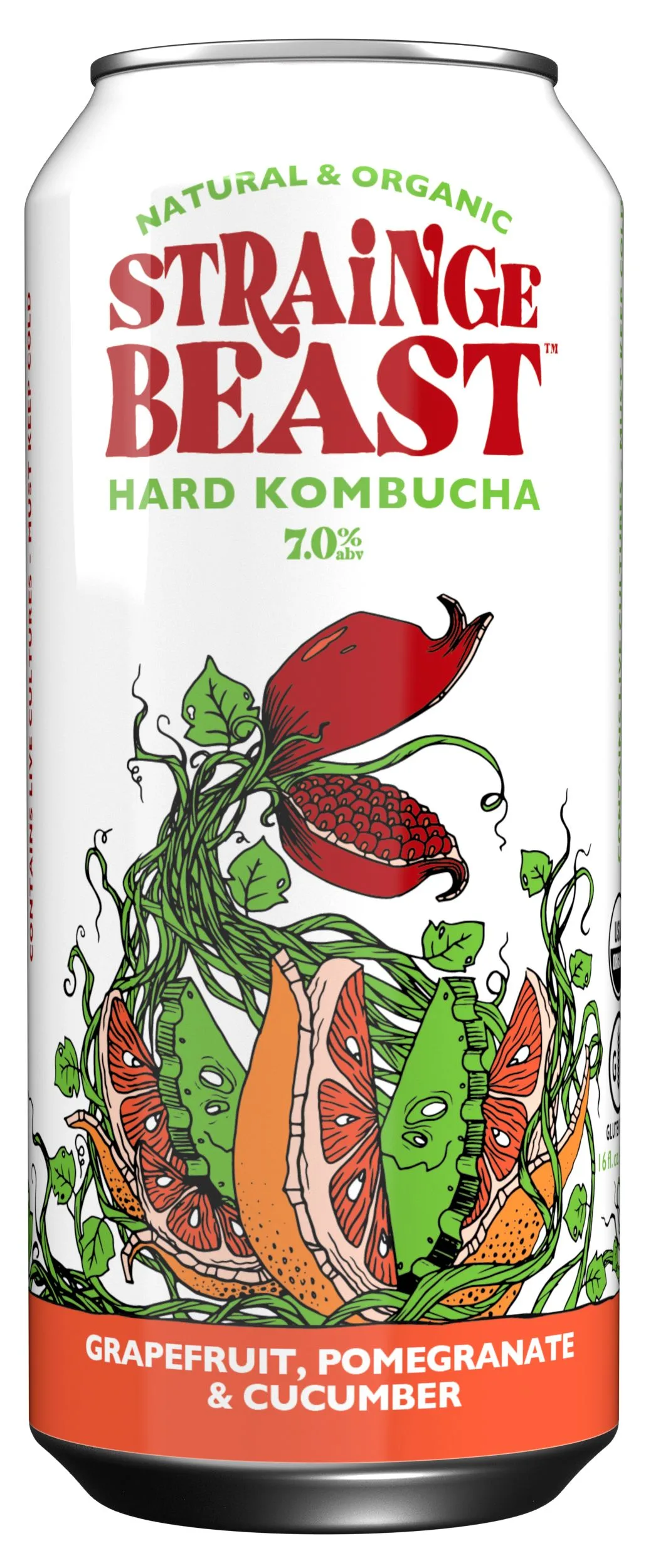 Strainge Beast Grapefruit Pomegranate Cucumber Kombucha (16 Oz Can)