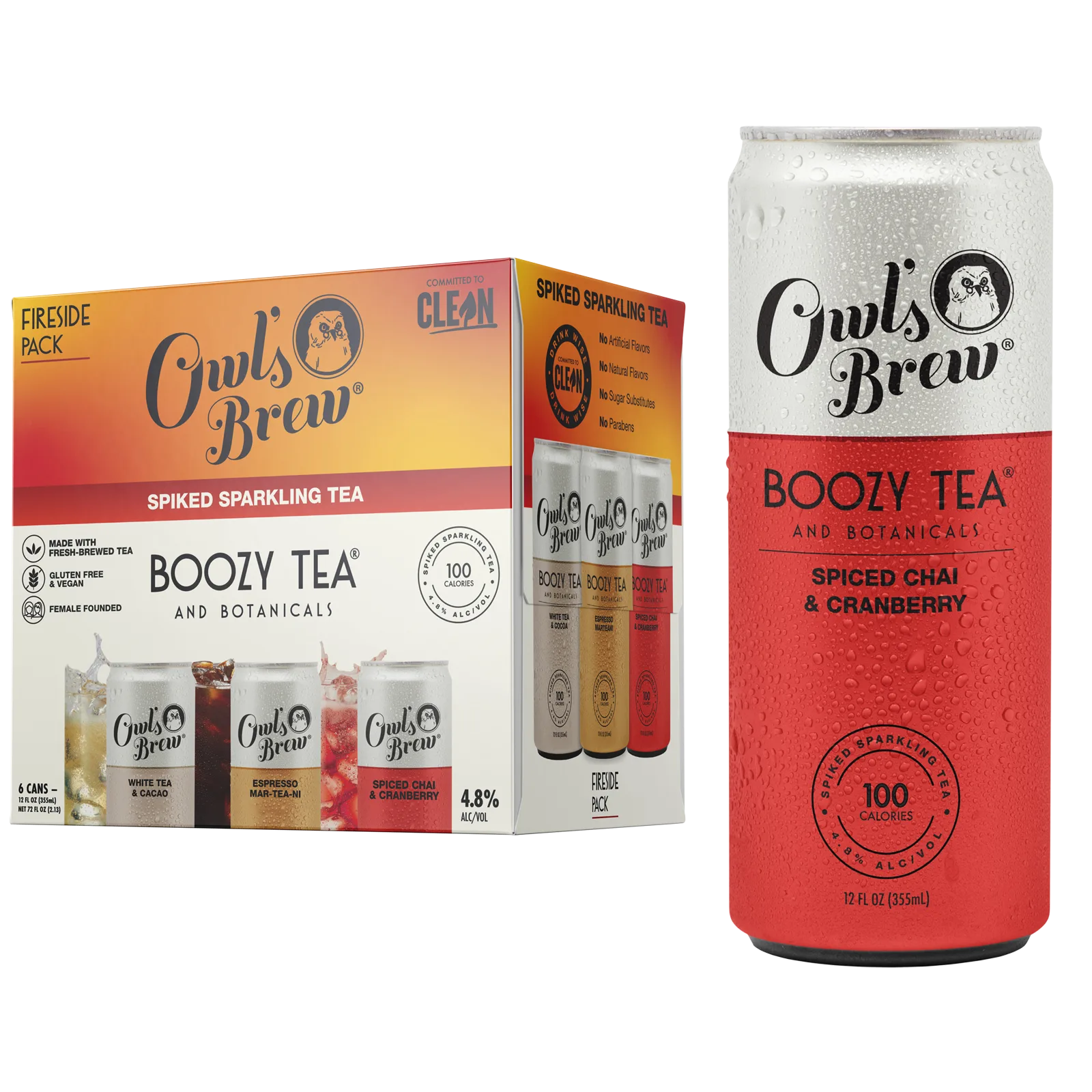 Owl’s Brew Boozy Tea Fireside Pack 6pk 12oz Can 4.8% ABV