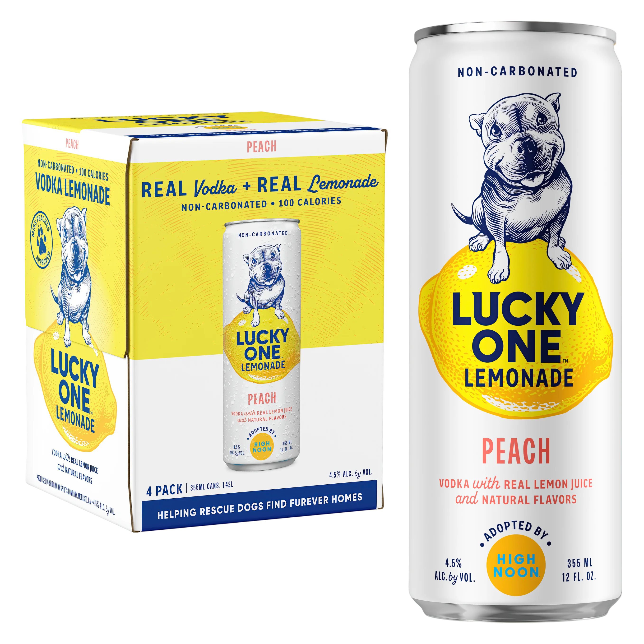 Lucky One Peach Lemonade 4pk 12oz Can