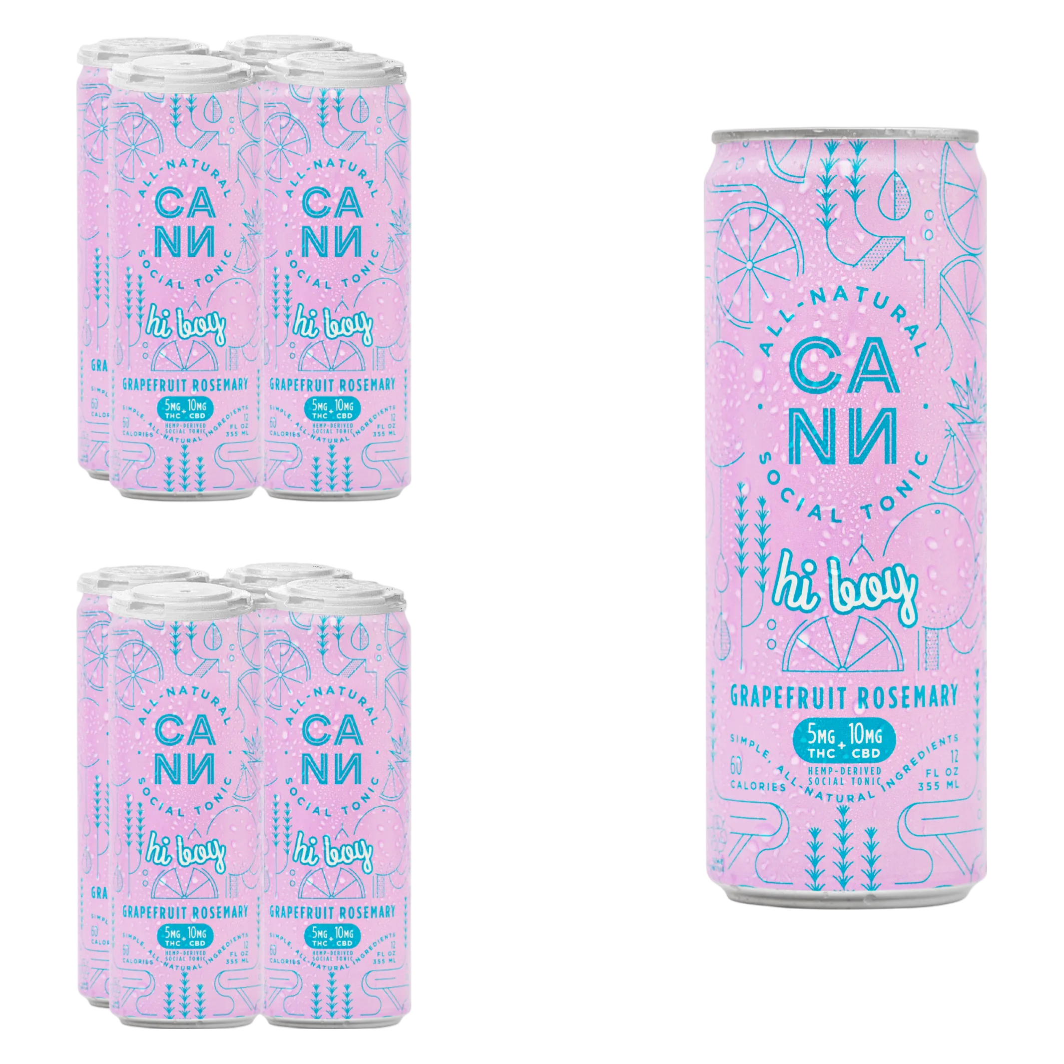 Cann Grapefruit Rosemary 5mg THC 10mg CBD Seltzer 8pk Can