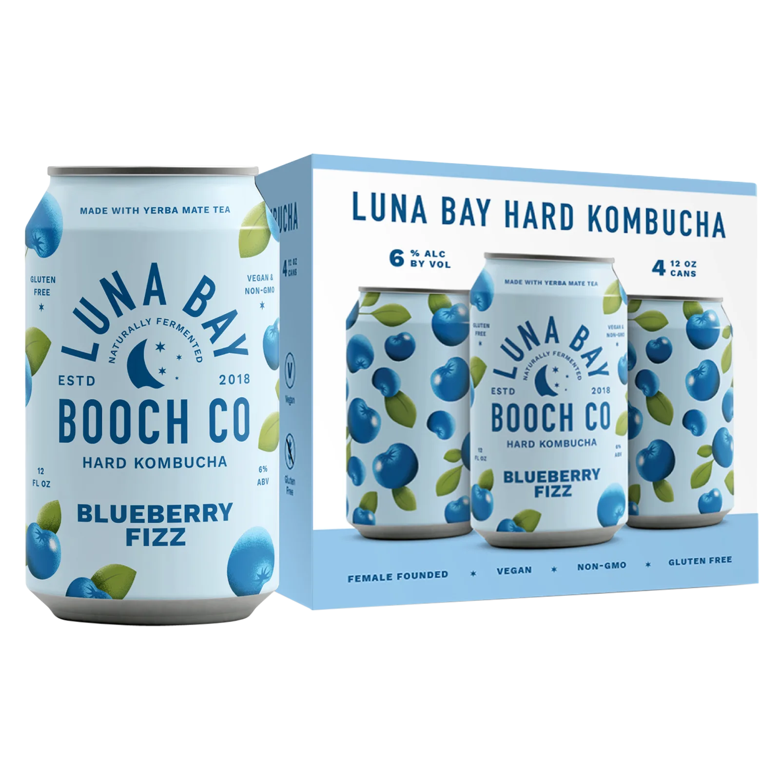 Luna Bay Palo Santo Blueberry Hard Kombucha 4pk 12oz Can 6.0% ABV