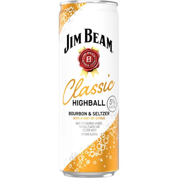 Jim Beam Classic Highball Bourbon Seltzer 12Oz 4 Pack Cans