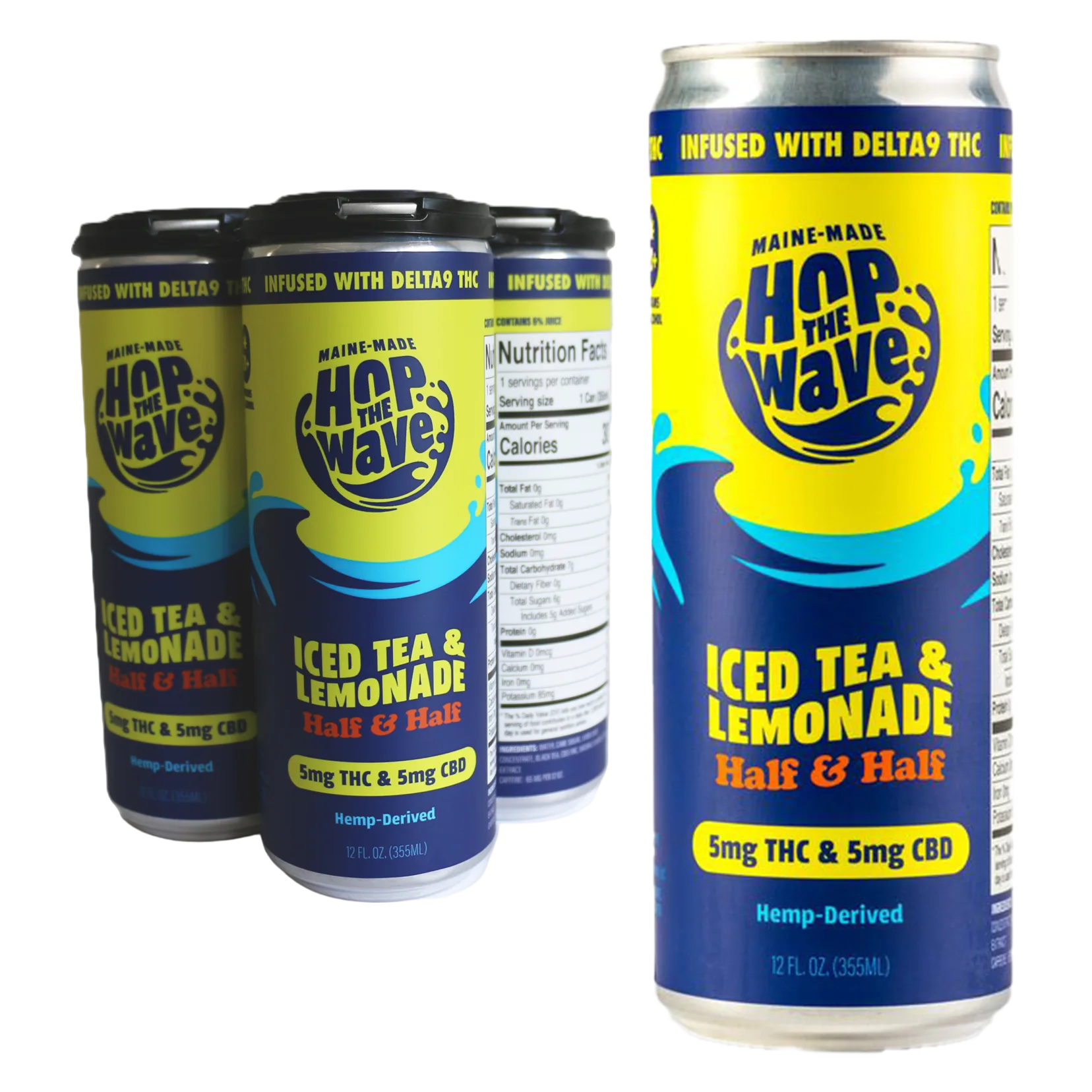 Hop The Wave THC 5mg Iced Tea & Lemonade 4pk Can