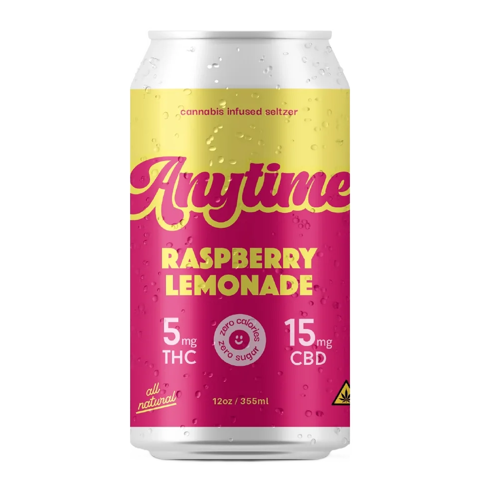 Anytime 5mg THC Raspberry Lemonade Seltzer Can