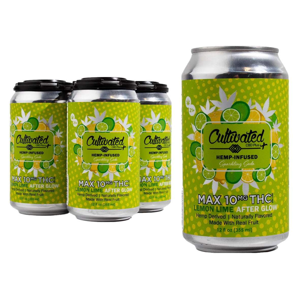 Cultivated Lemon Lime AfterGlow 10mg THC Drink 4pk Can