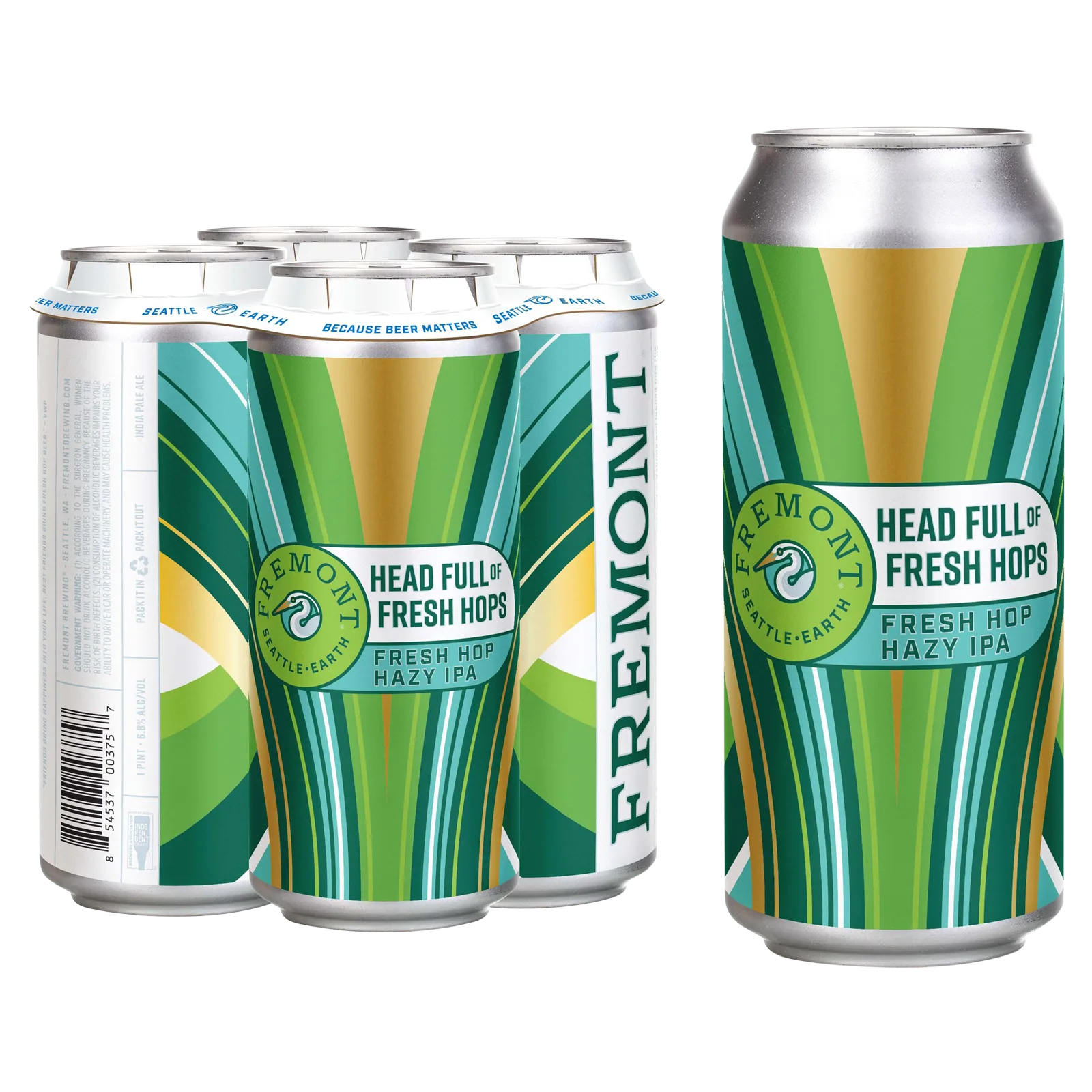 Fremont Brewing Head Full of Fresh Hops Hazy IPA 4pk 16oz Can