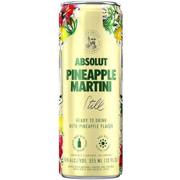 Absolut Vodka Pineapple Martini Still Ready To Drink Cocktail 355Ml 4 Pack