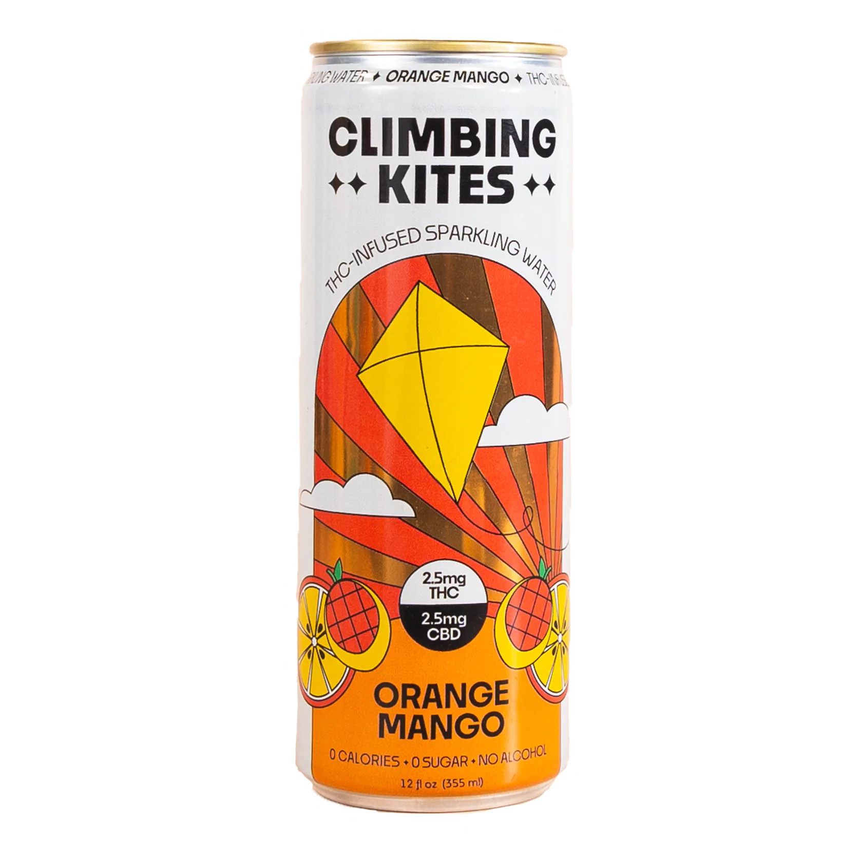 Climbing Kites 2.5mg THC Orange Mango Sparkling Water Can