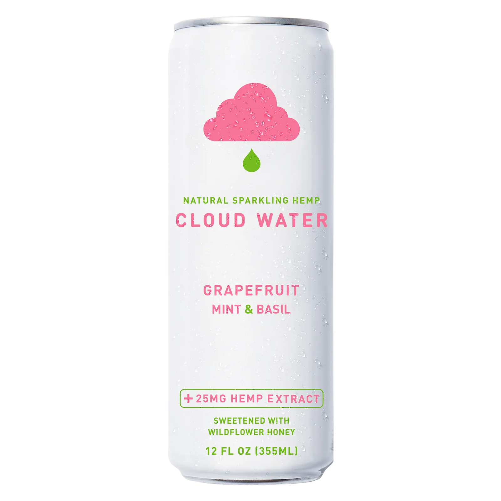 Cloud Water Grapefruit Mint & Basil CBD Sparkling Water can 25mg