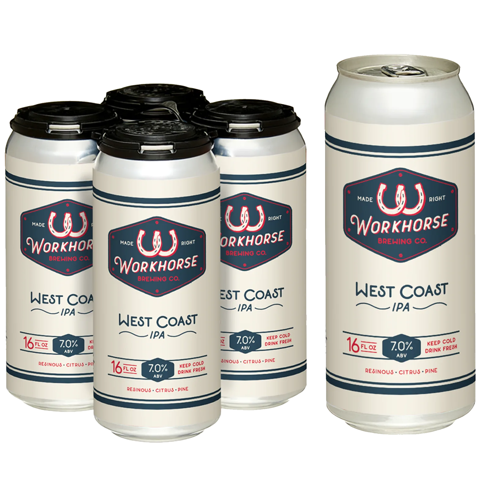 Workhorse West Coast IPA 4pk 16oz Can 7.0% ABV