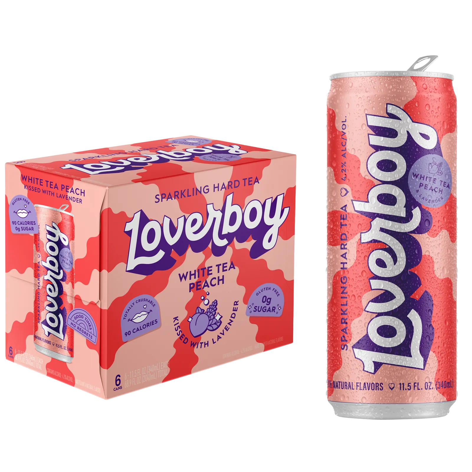 Loverboy White Tea Peach Sparkling Hard Tea 6pk 12oz Can 4.2% ABV