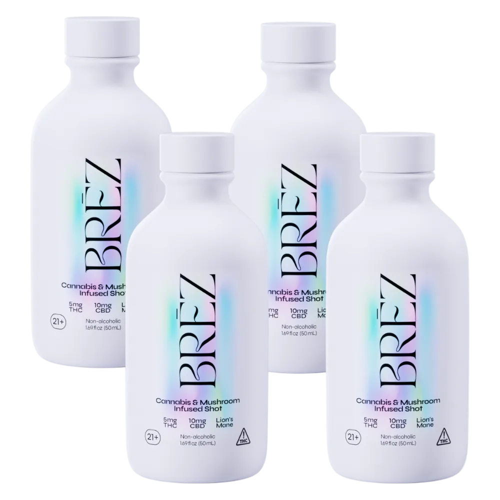 BREZ 5mg THC and Lions Mane Mushroom Infused Lemon Elderflower Spirit 4pk Btl