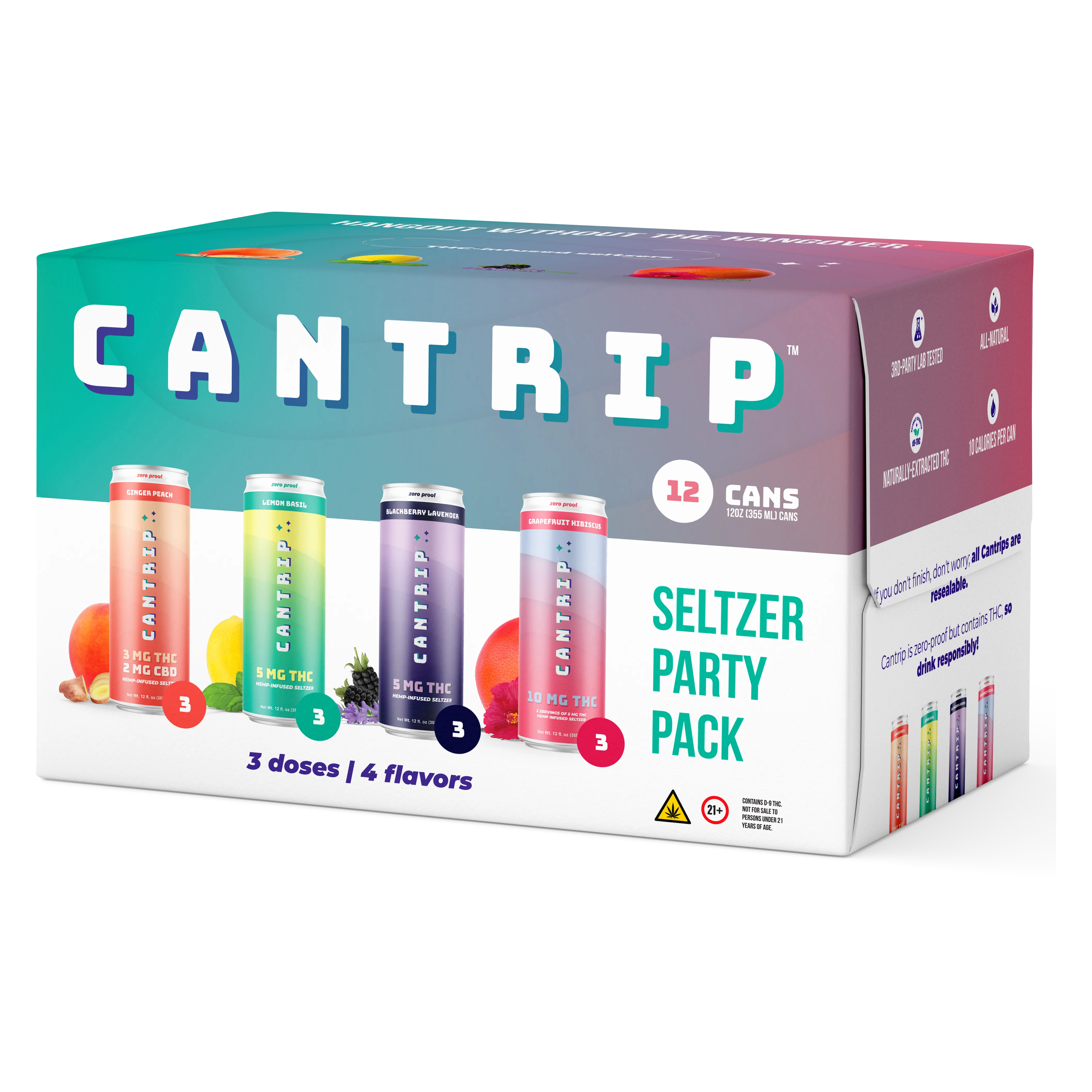 Cantrip 3mg, 5mg, 10mg THC Seltzer Variety Pack 12pk Can