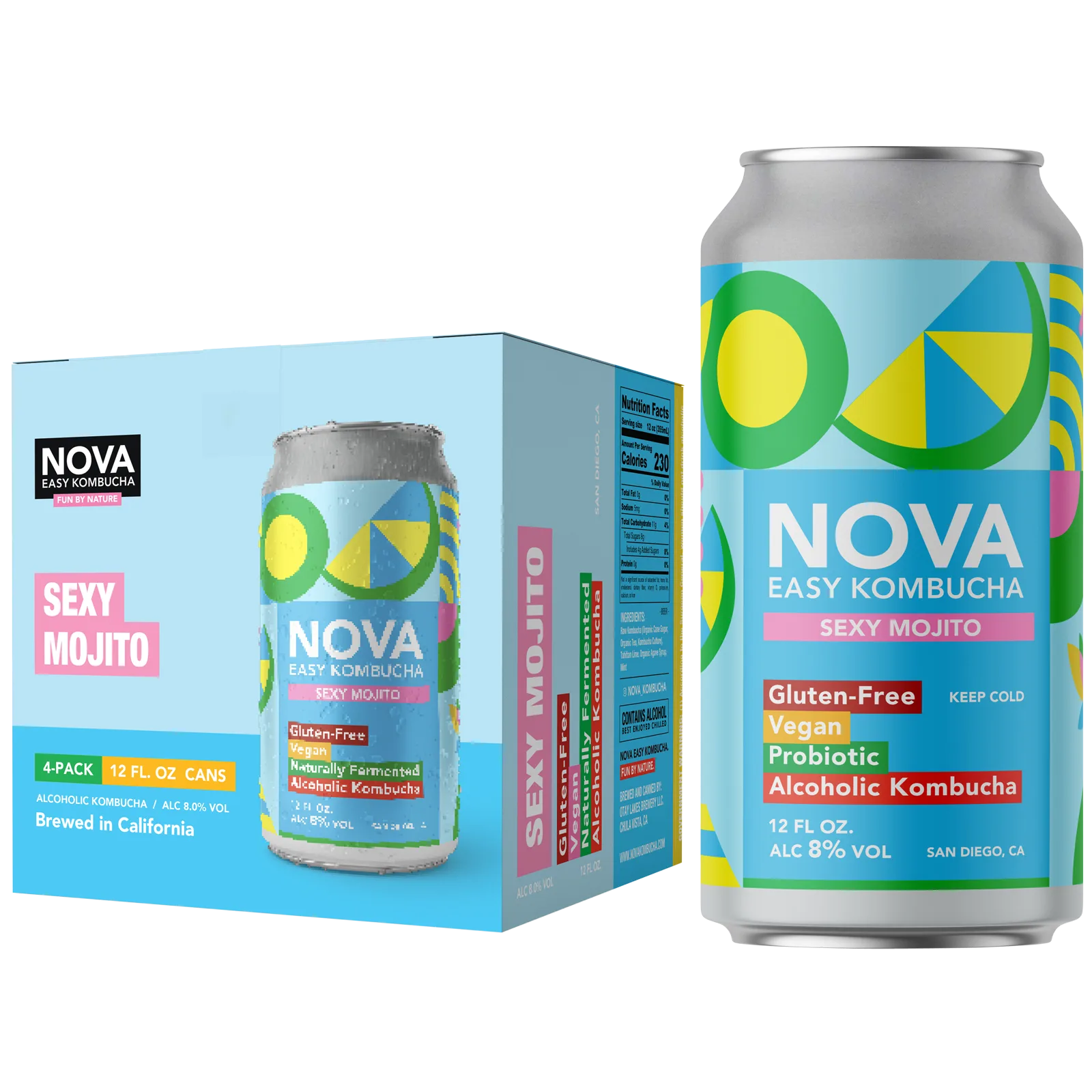 NOVA Easy Kombucha Sexy Mojito 4pk 12oz