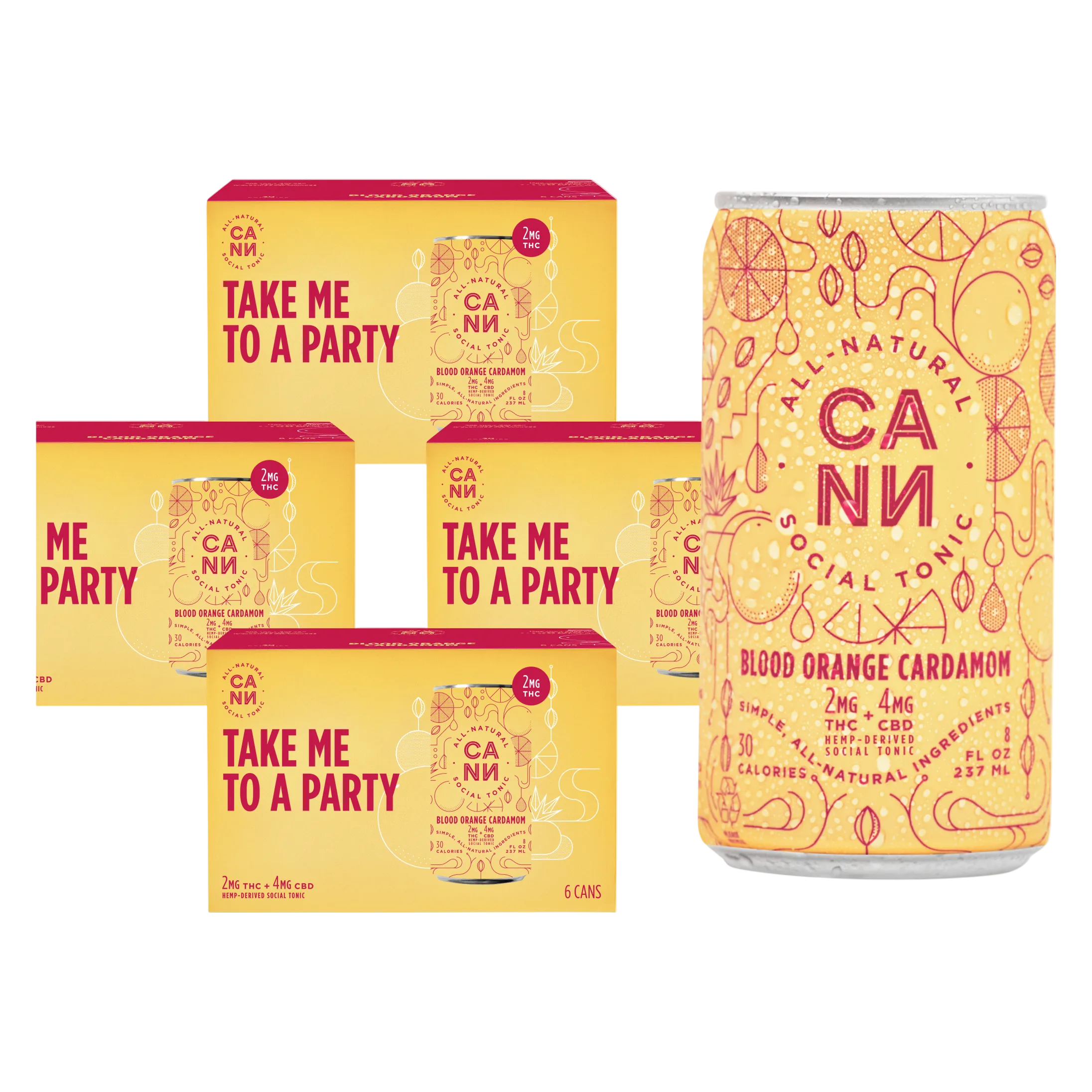 Cann Blood Orange Cardamom 2mg THC 4mg CBD Seltzer 24pk 8oz Can