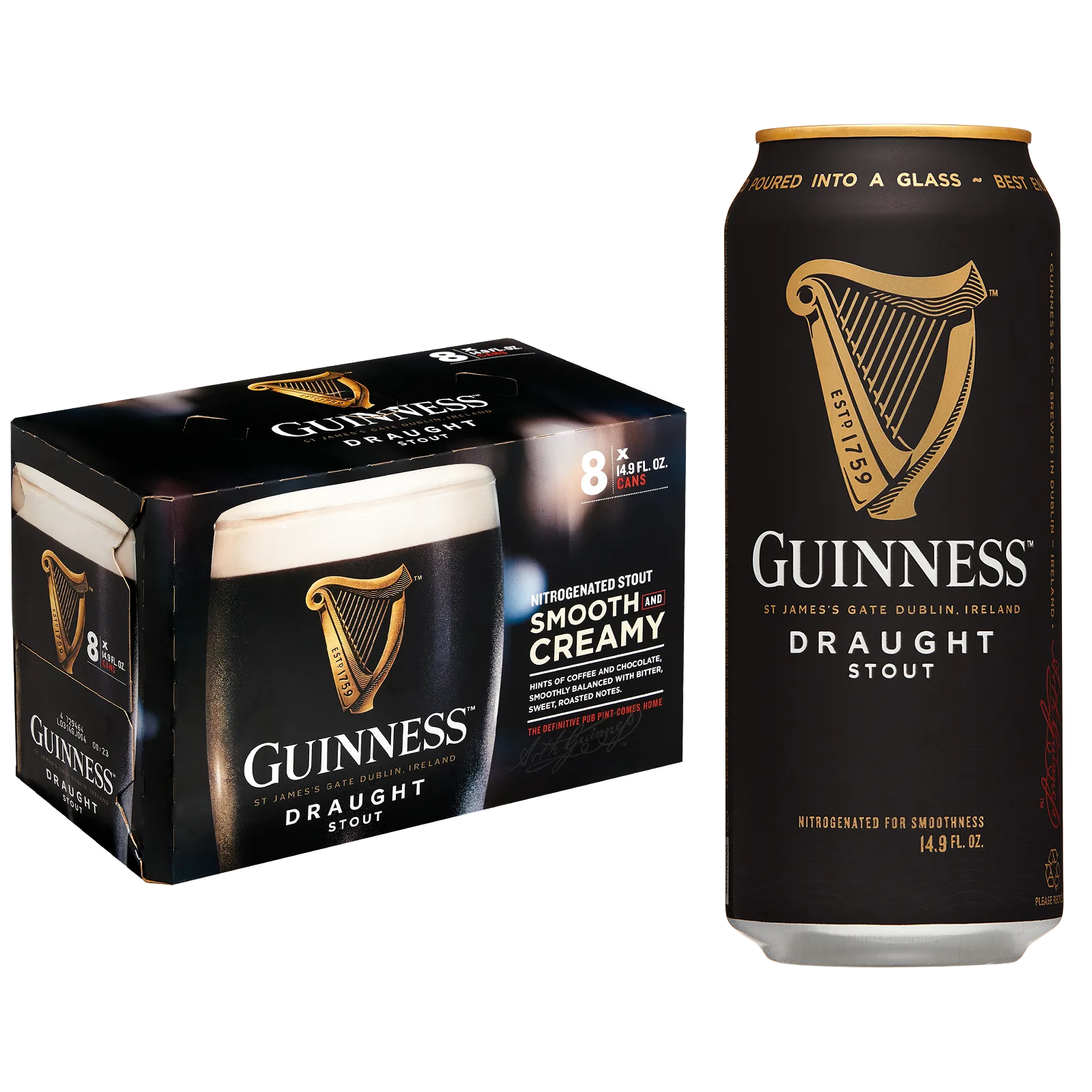 Guinness Draught Stout 8pk 14.9oz Can 4.2% ABV