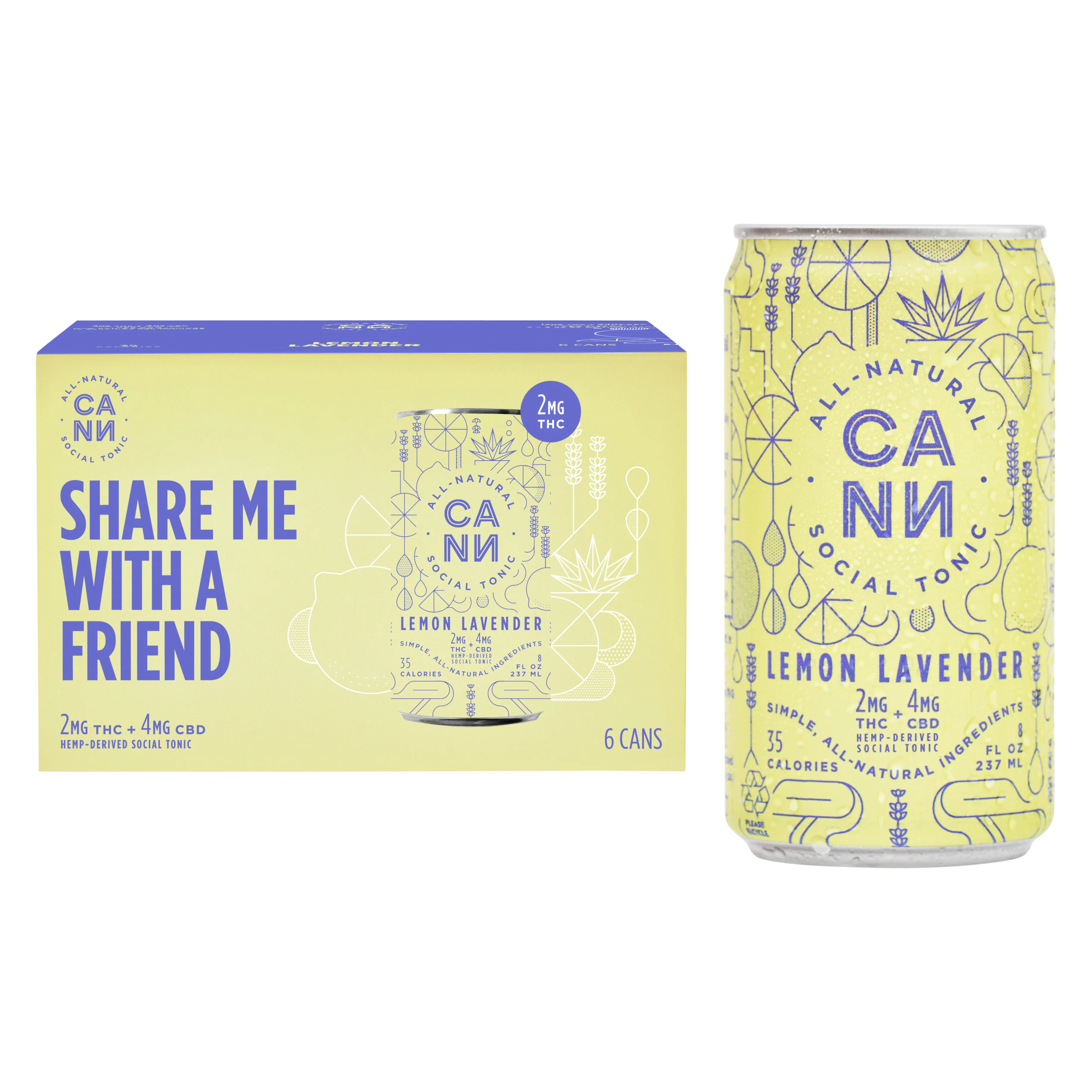 Cann Lemon Lavender 2mg THC 4mg CBD Seltzer 6pk 8oz Can