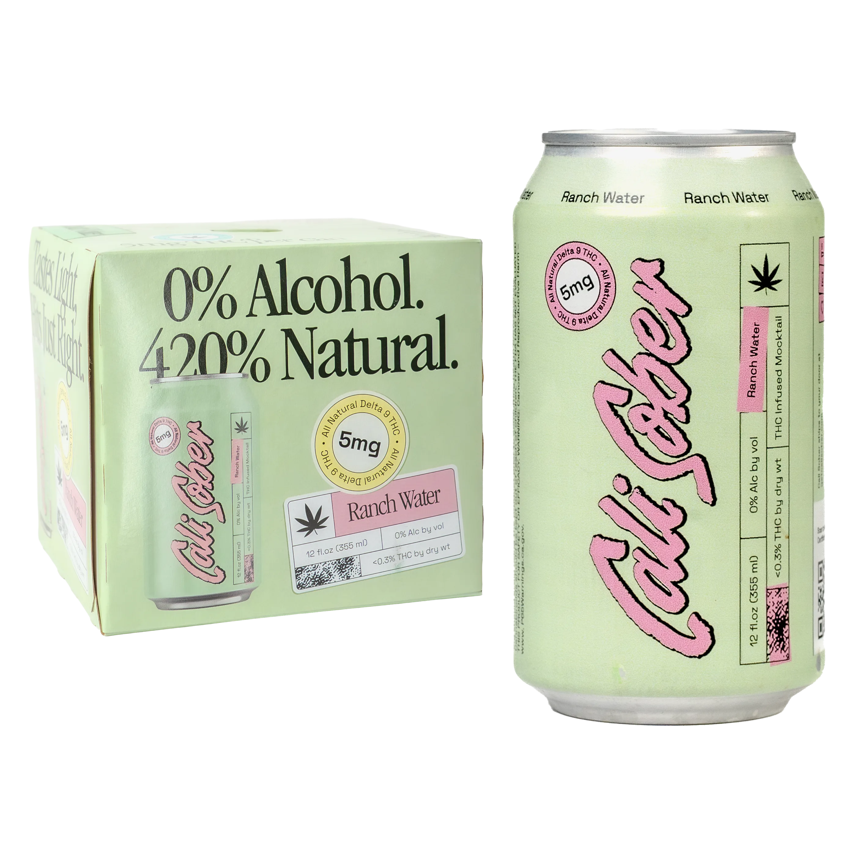 Cali Sober 5mg THC Ranch Water 4pk Can