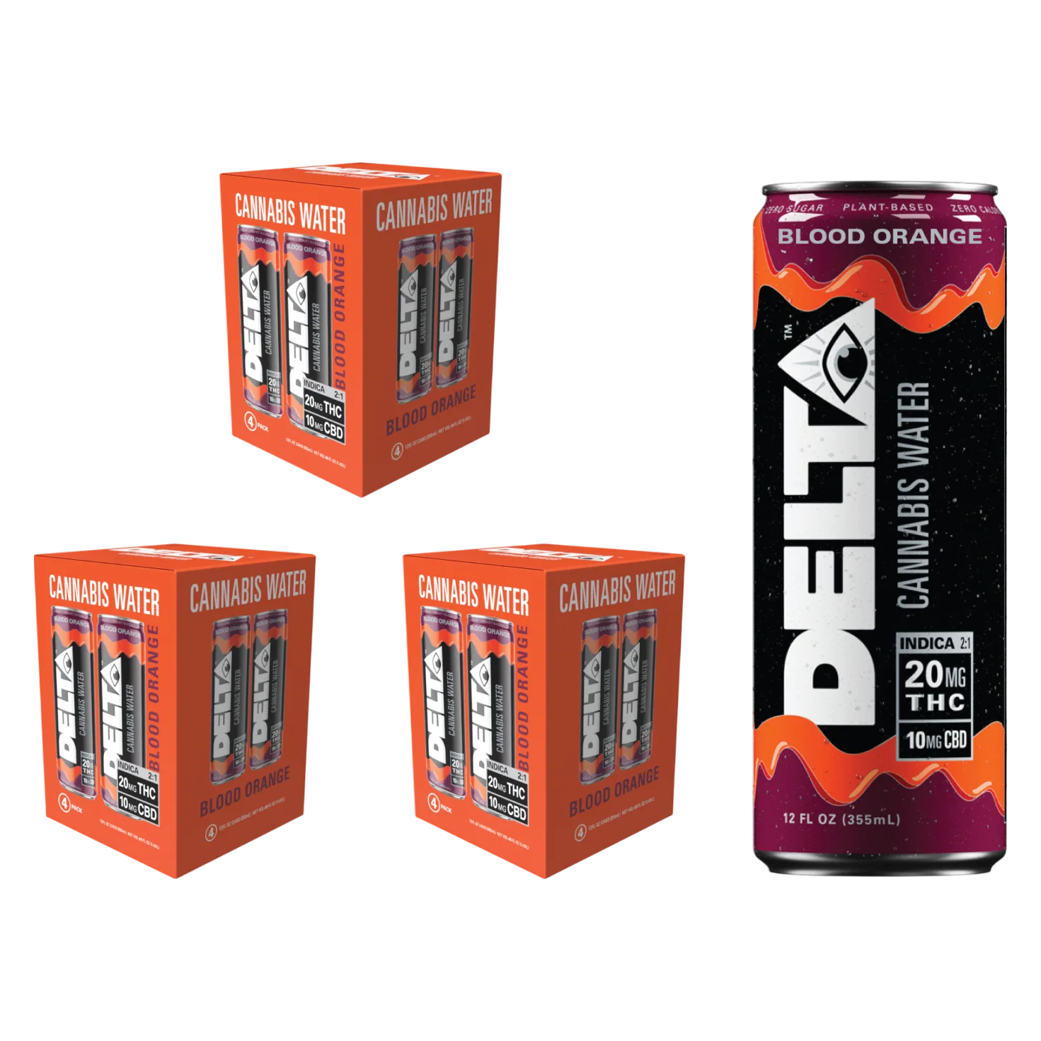 Delta 20mg THC Blood Orange Cannabis Water 12pk Can