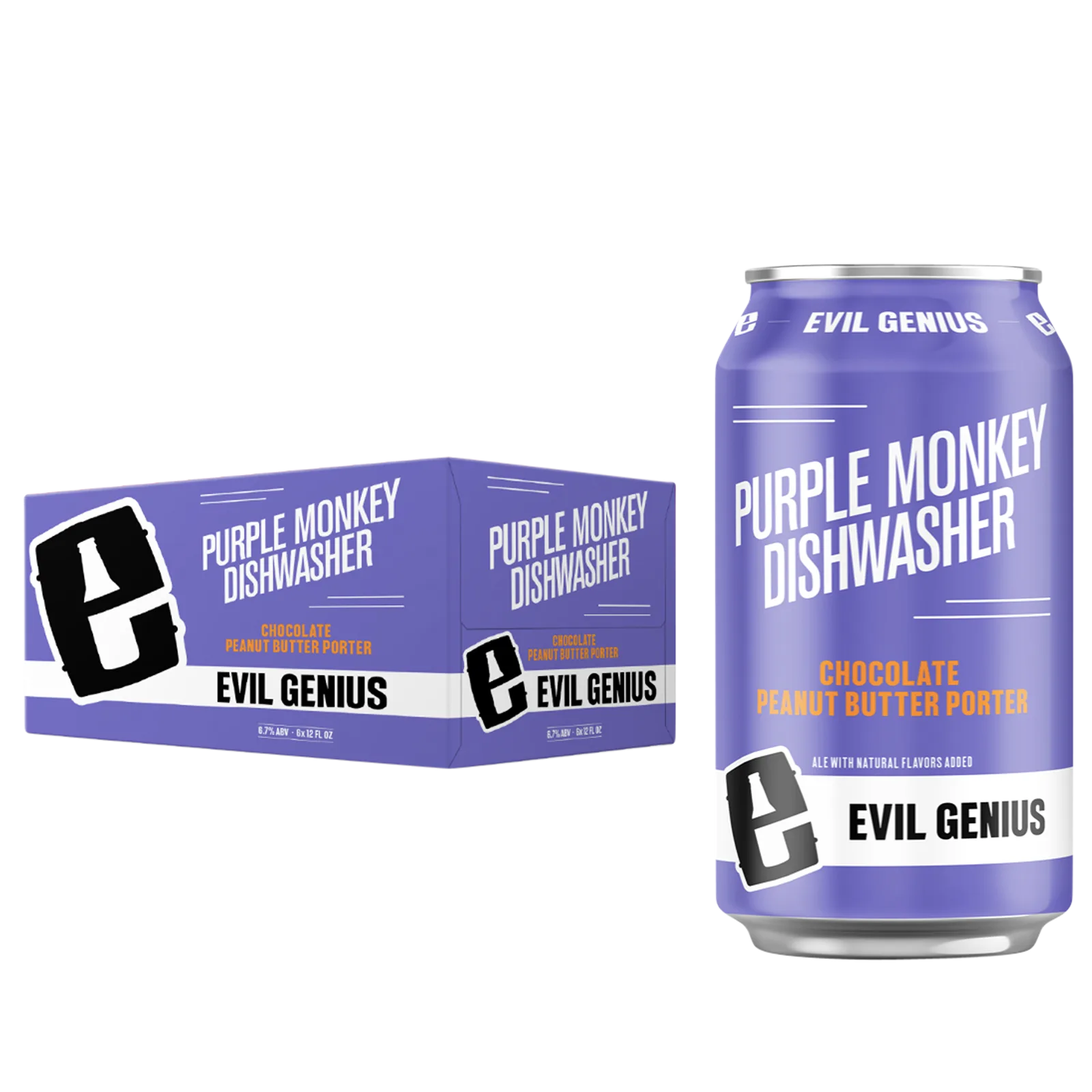 Evil Genius Purple Monkey Dishwasher Chocolate Peanut Butter Porter 6pk Can 6.7% ABV