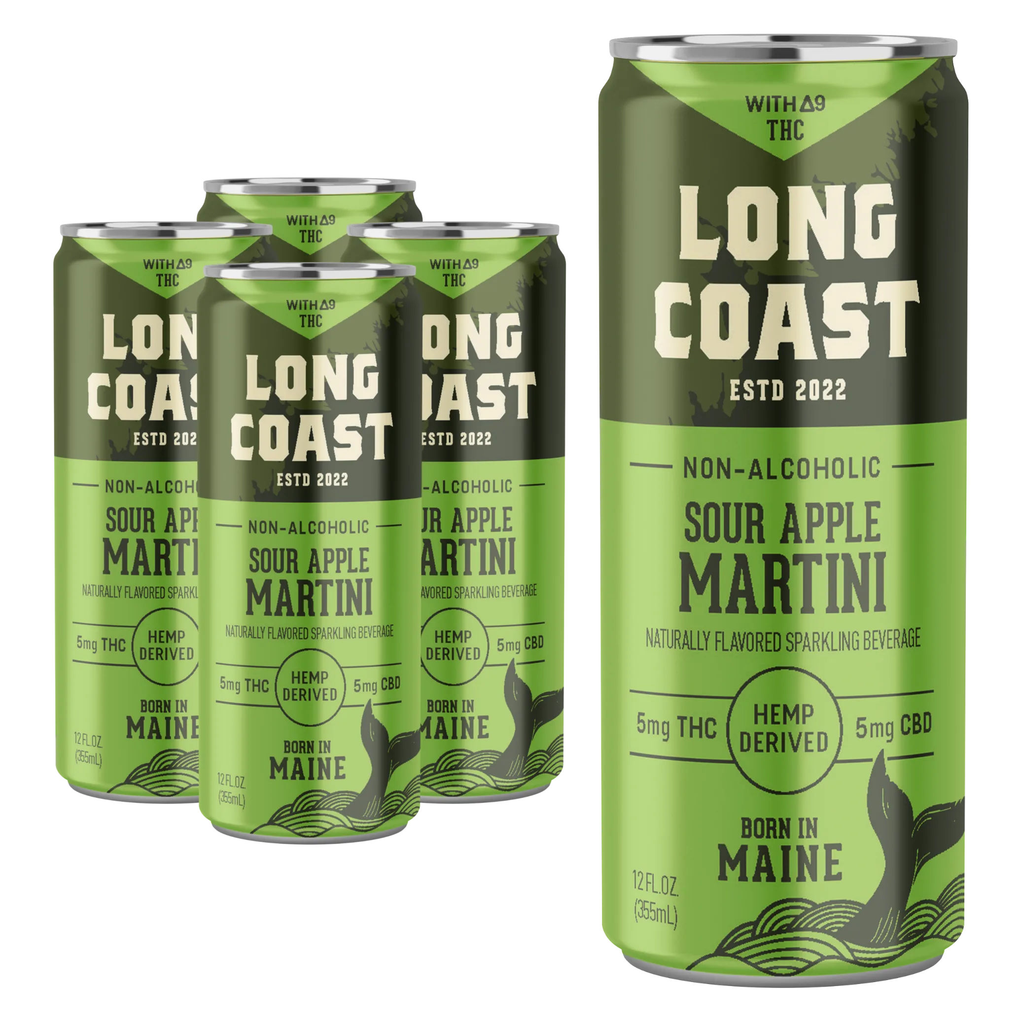 Long Coast THC 5mg Sour Apple Martini Cocktail 4pk