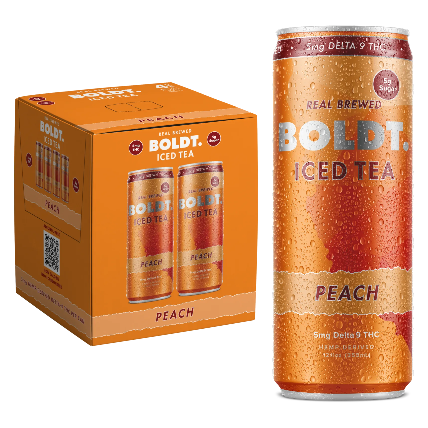 BOLDT 5mg THC Low Sugar Peach Iced Tea 4pk Can
