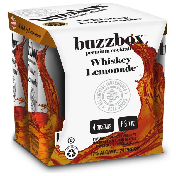 Buzzbox Whiskey Lemonade Cocktails 4 Pack 200Ml
