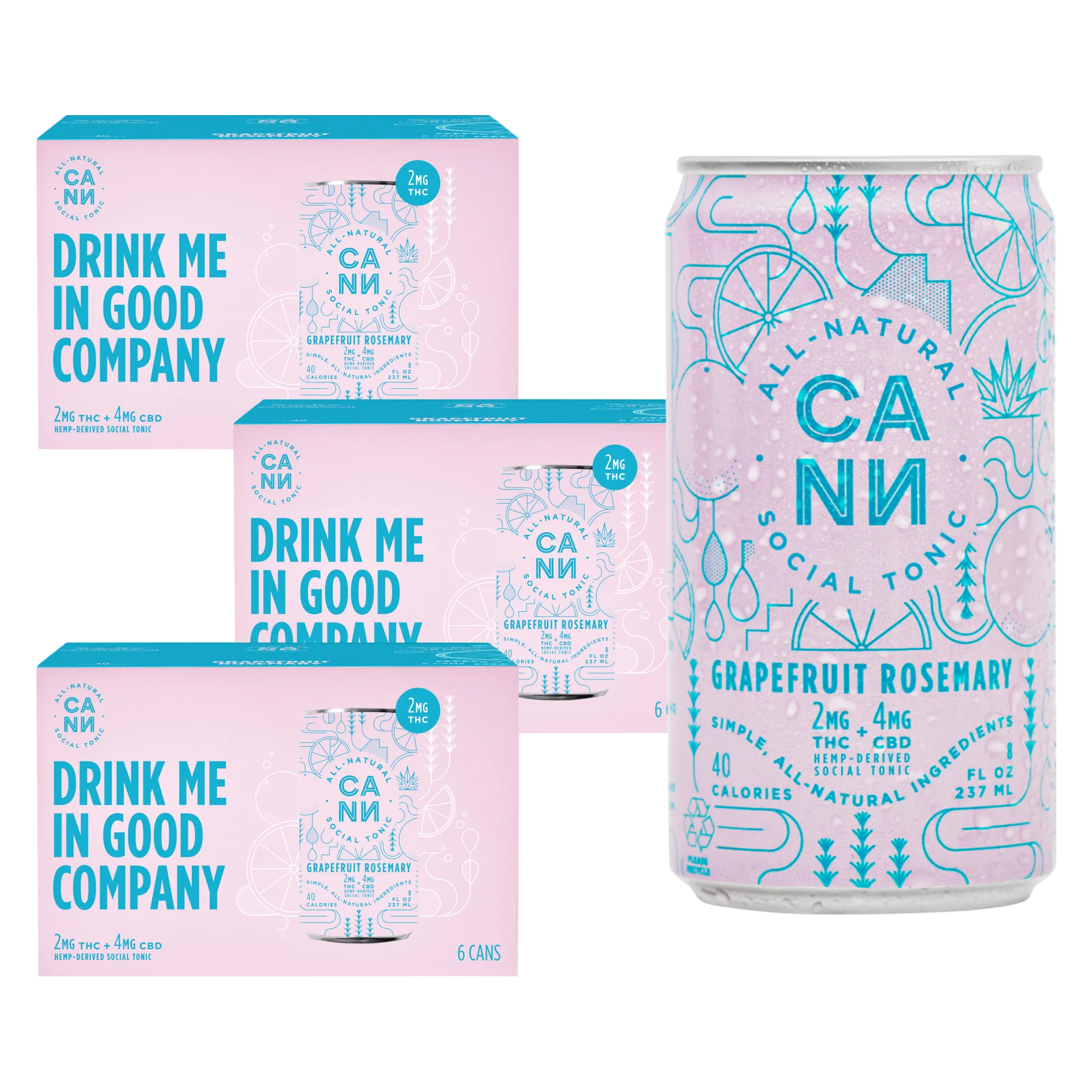 Cann Grapefruit Rosemary 2mg THC 4mg CBD Seltzer 18pk 8oz Can