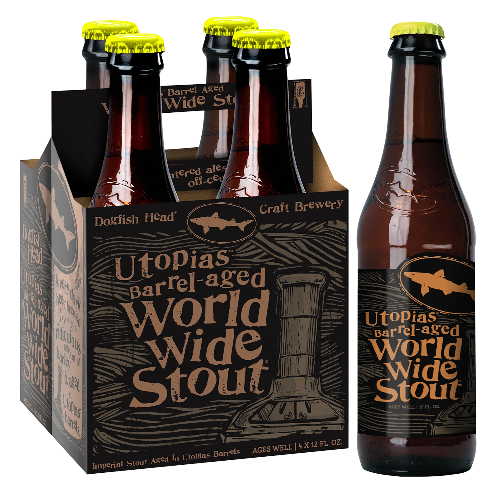 Dogfish Head Brewing Barrel-Aged World Wide Stout (4PKB