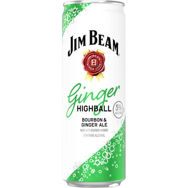 Jim Beam Ginger Highball Bourbon Seltzer 12Oz 4 Pack Cans
