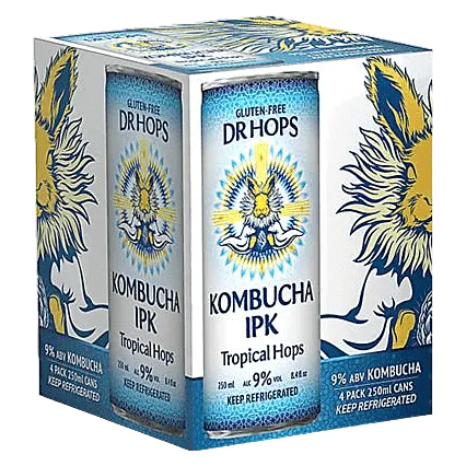 Dr Hops Kombucha Beer IPK Tropical Hops 4pk 8.4oz Can