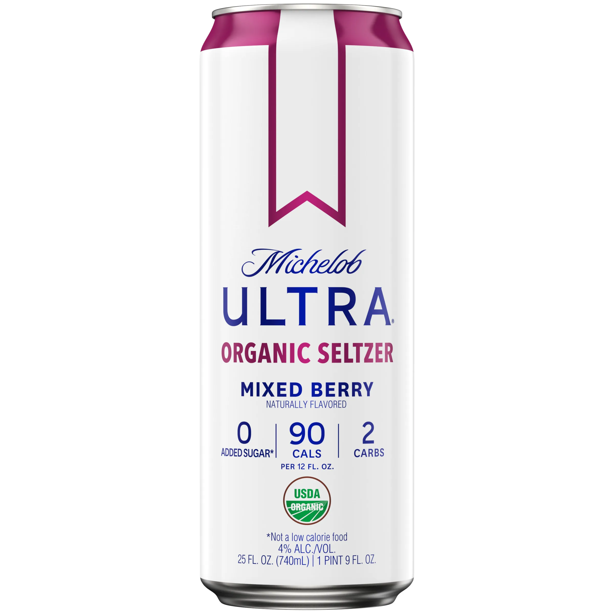 Michelob Ultra Organic Seltzer Wild Berry Single 25oz Can 4% ABV