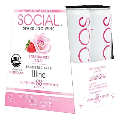 Social Sparkling Wine - Strawberry Rose (4PK