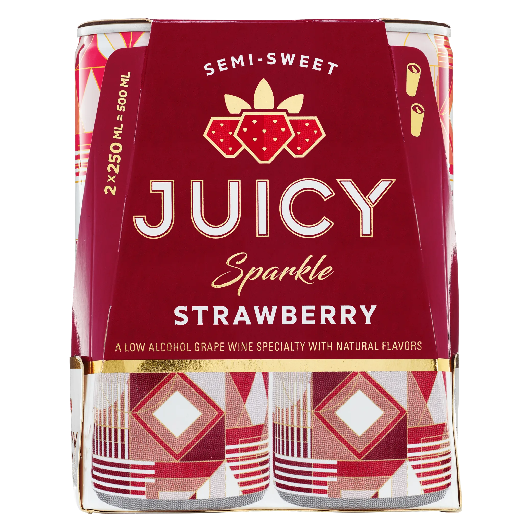 Juicy Sparkle Strawberry Sparkling Wine Can 2pk