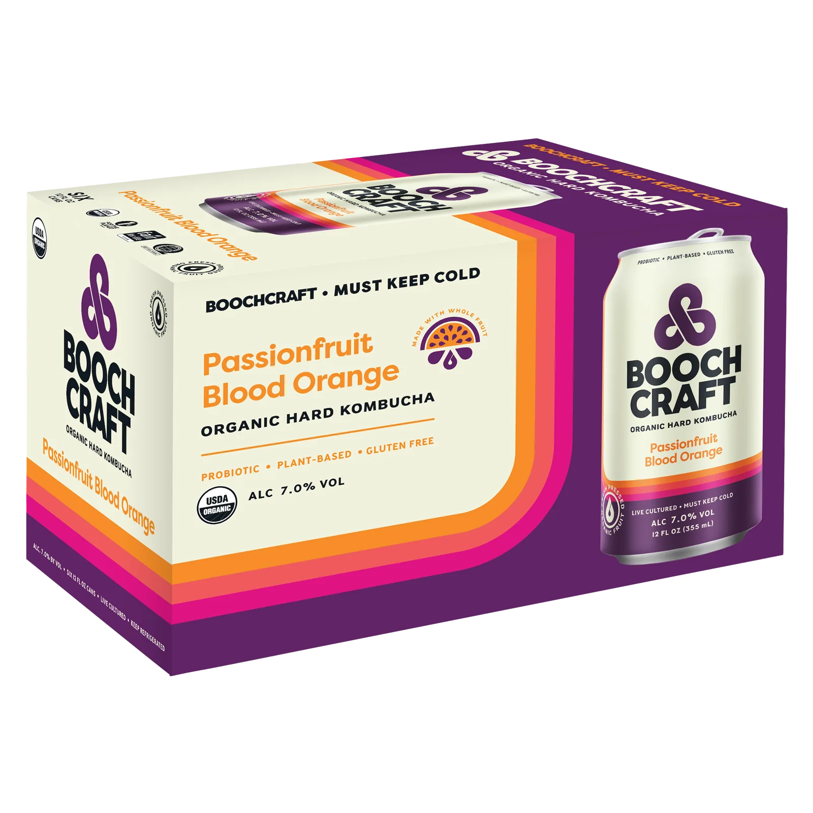 Boochcraft Kombucha Seasonal - Passionfruit Blood Orange 6pk 12oz Can