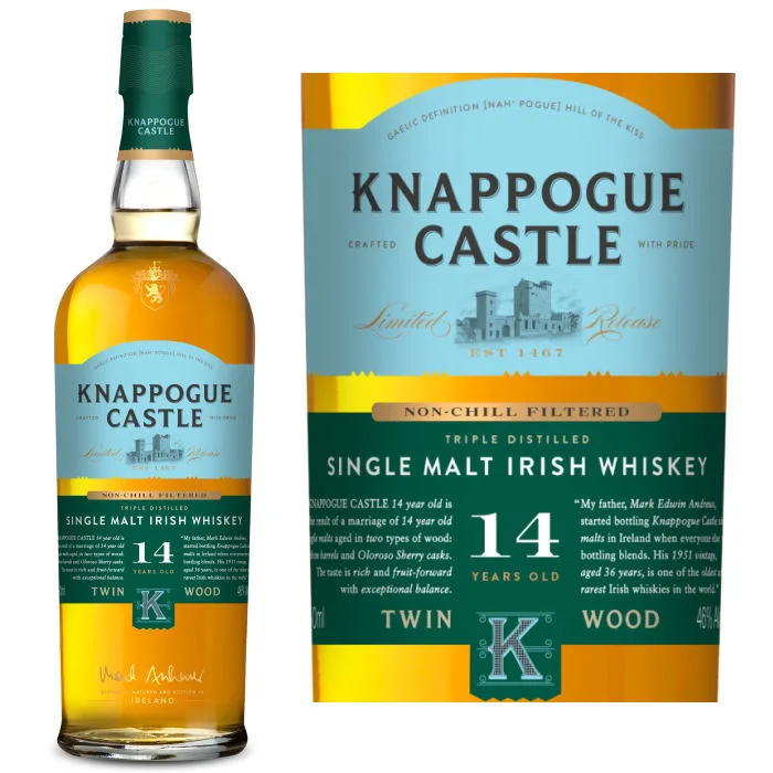 Knappogue Castle Non Chill Filtered 14 Year Old Single Malt Irish Whiskey 750Ml
