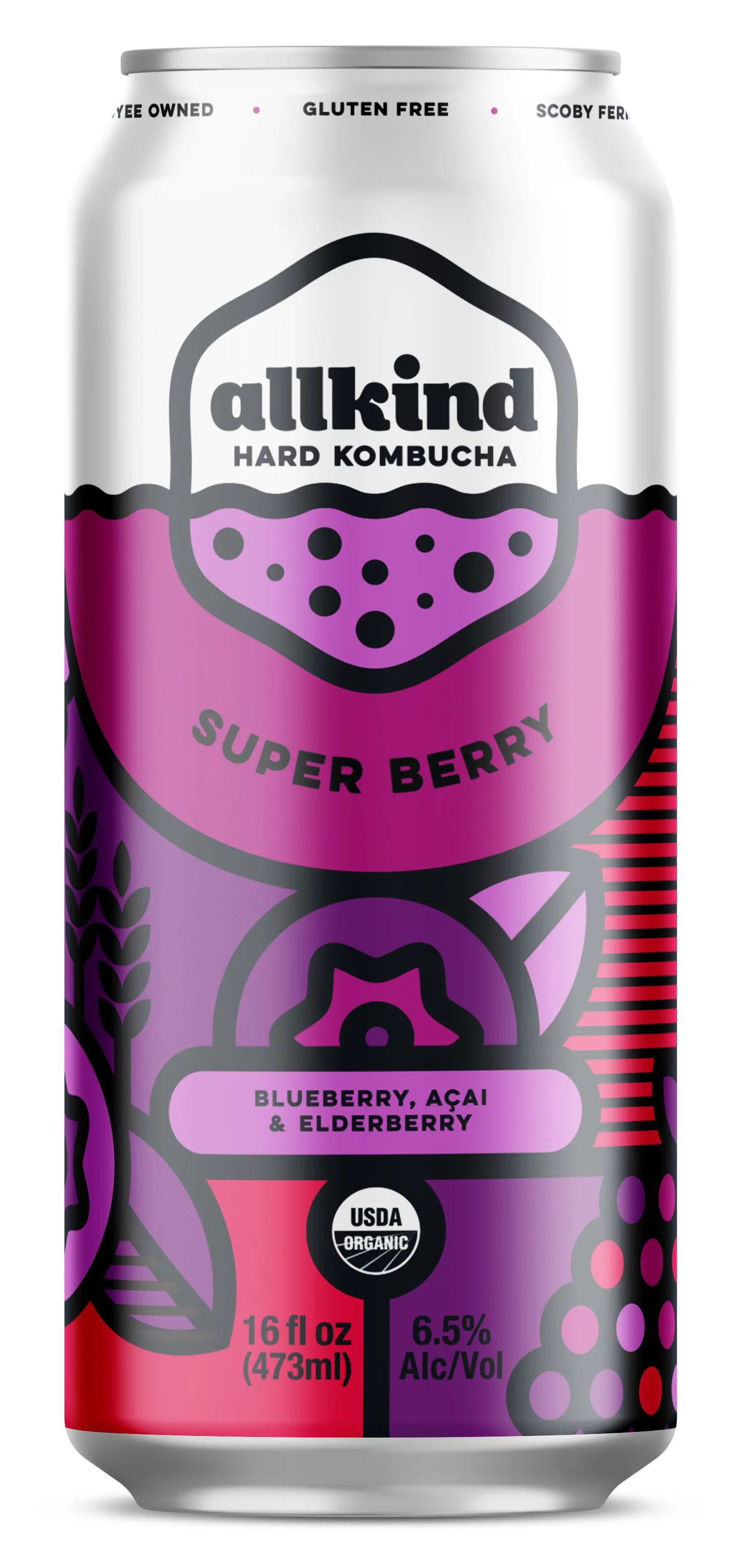 Allkind Hard Kombucha Super Berry (16 Oz Can)