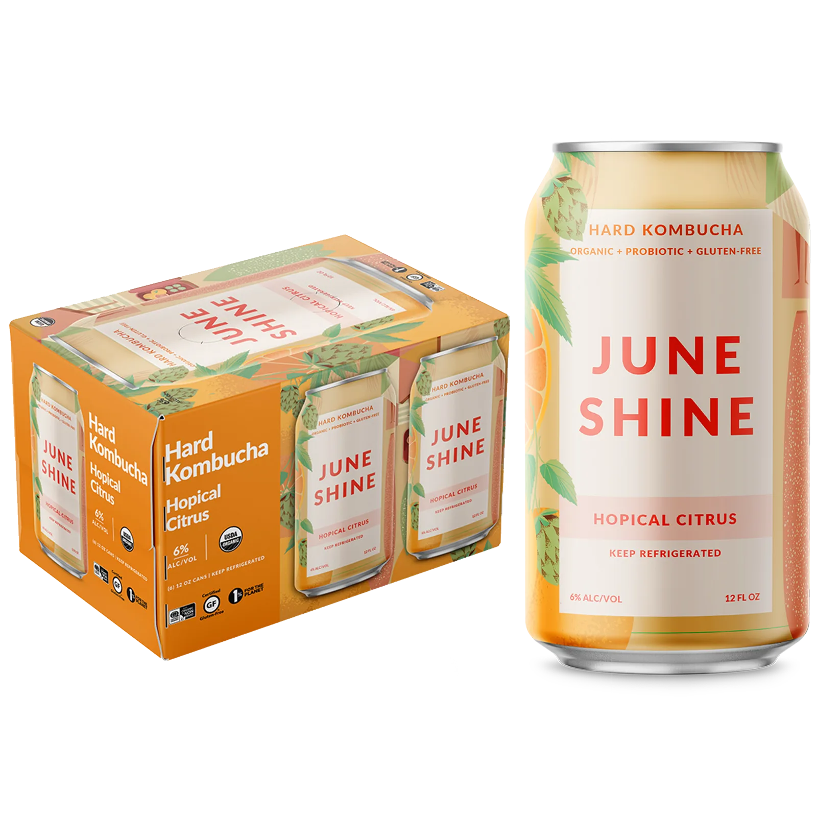 JuneShine Hopical Citrus Hard Kombucha 6pk 12oz Can 6.0% ABV